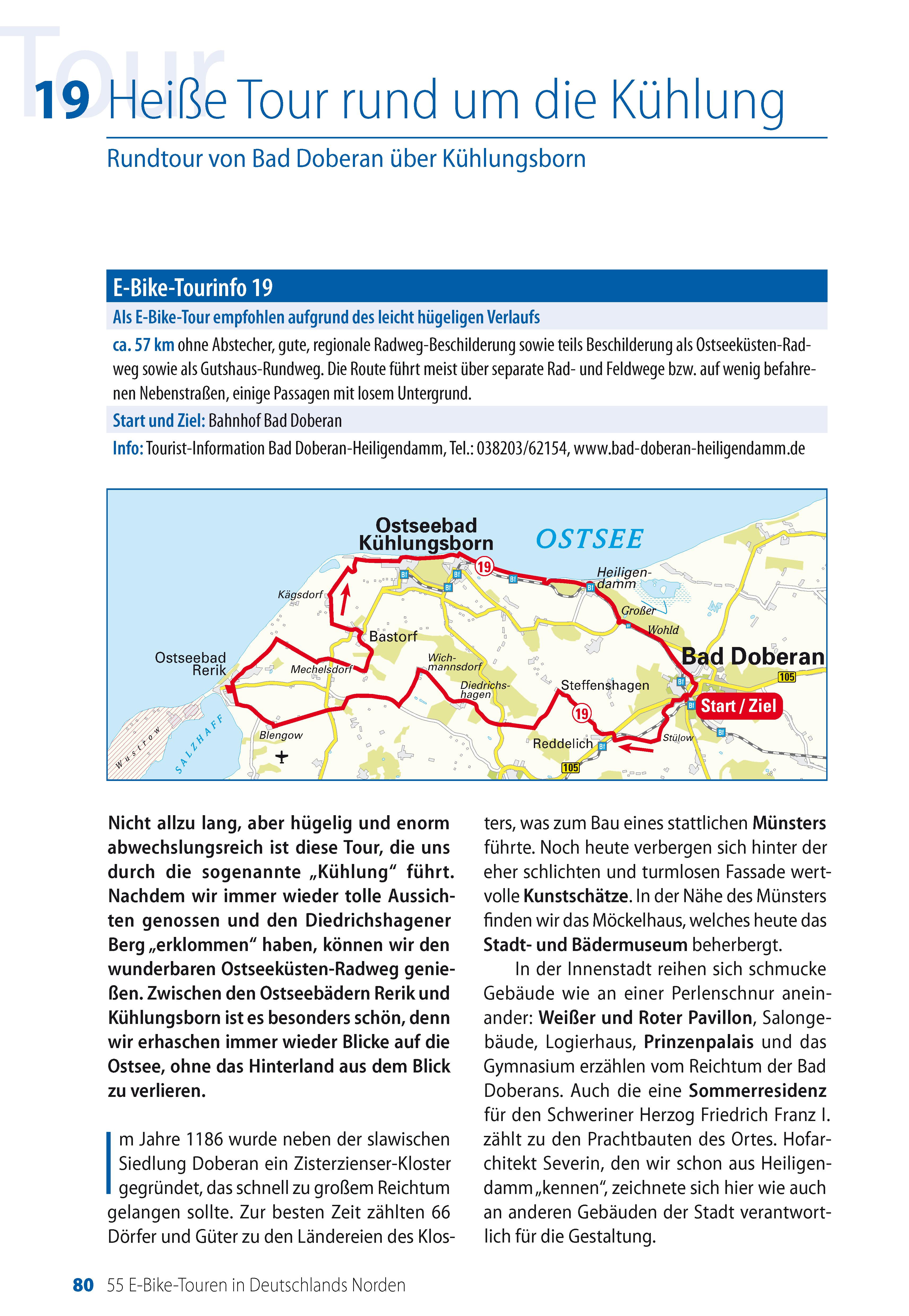 Beispielinhalt (Bild) Die 55 schönsten E-Bike-Touren in Deutschlands Norden mit Knotenpunkten und GPS-Tracks Download aller 55 Radtouren via website oder Kartenapp