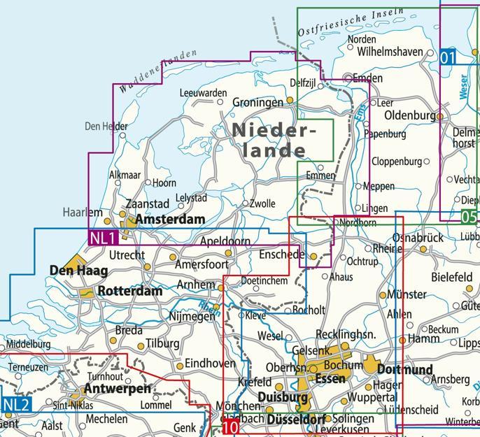 Beispielinhalt (Bild) ADFC-Radtourenkarte NL 1 Niederlande Nord 1:150.000, reiß- und wetterfest, E-Bike geeignet, GPS-Tracks Download, mit Knotenpunkten, mit Bett+Bike Symbolen, mit Kilometer-Angaben