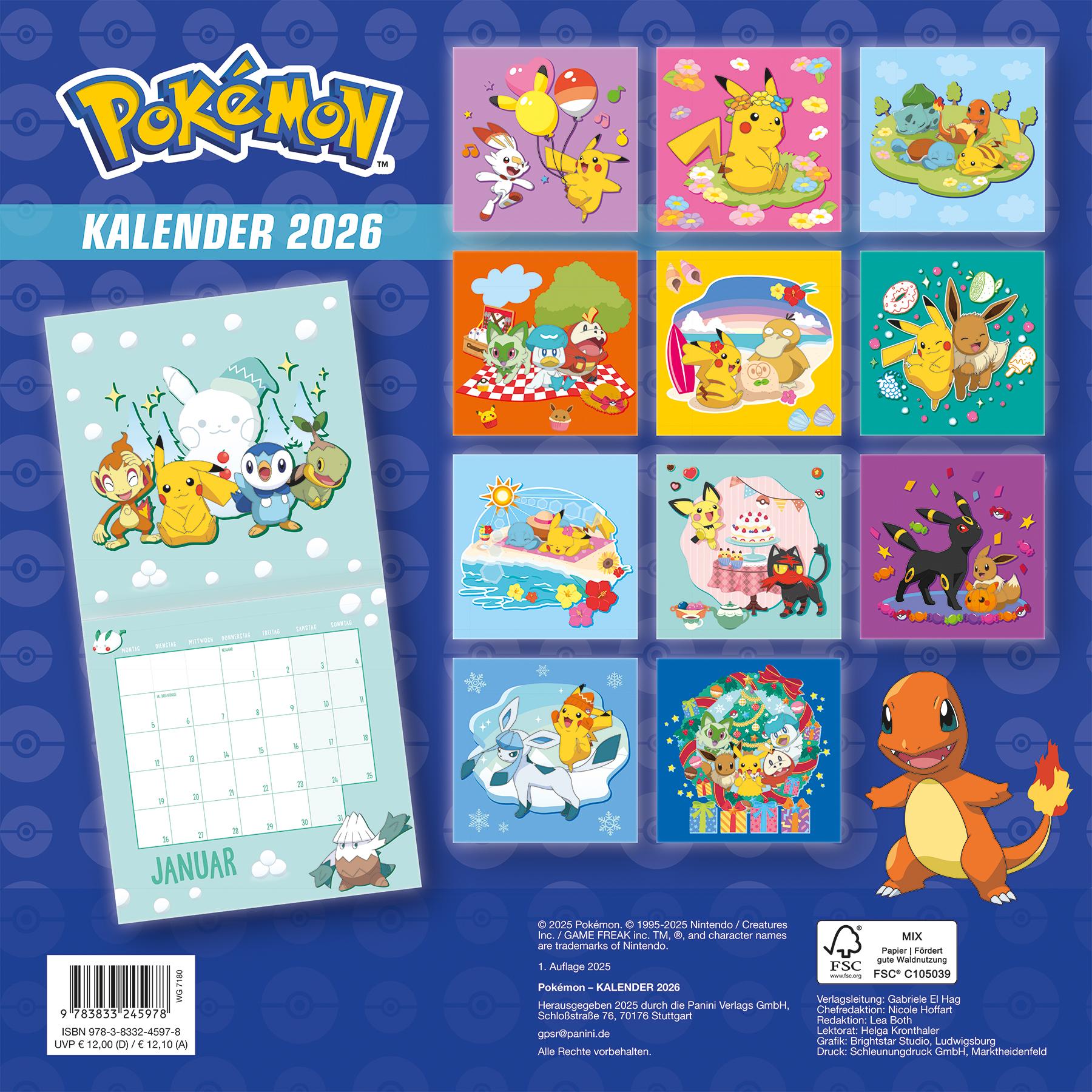 Rückseitencover Pokémon: Kalender 2026