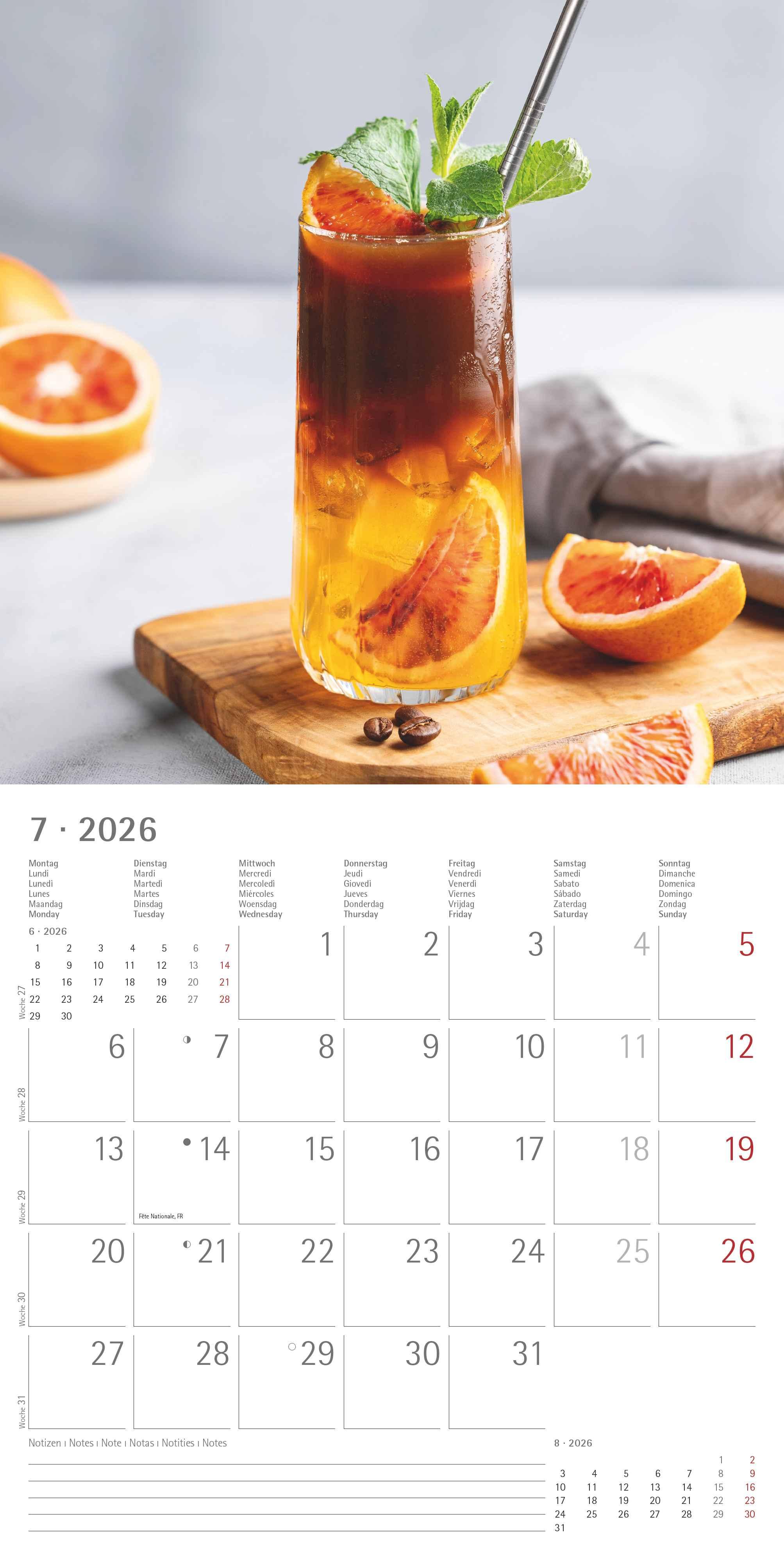 Beispielinhalt (Bild) Kaffeegenuss 2026 - Broschürenkalender 30x30 cm (30x60 geöffnet) - Kalender mit Platz für Notizen - Bildkalender - Wandplaner - Küchenkalender