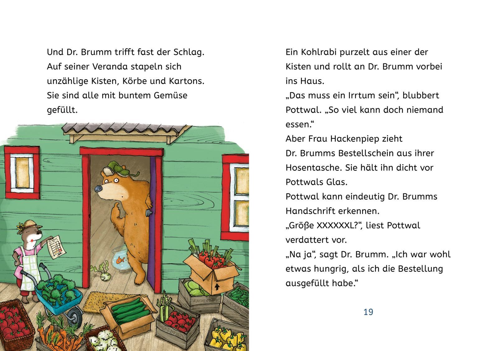 Beispielinhalt (Bild) Kleine Lesehelden: Dr. Brumm und die verflixte Gemüsekiste