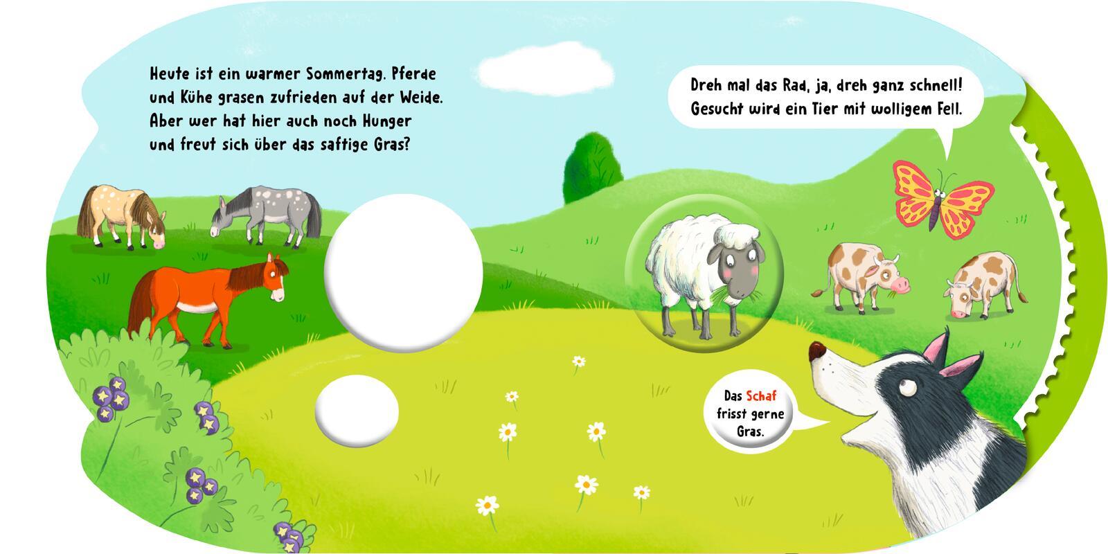 Beispielinhalt (Bild) Dreh das Rad und find´s heraus!: Welches Tier frisst denn hier?