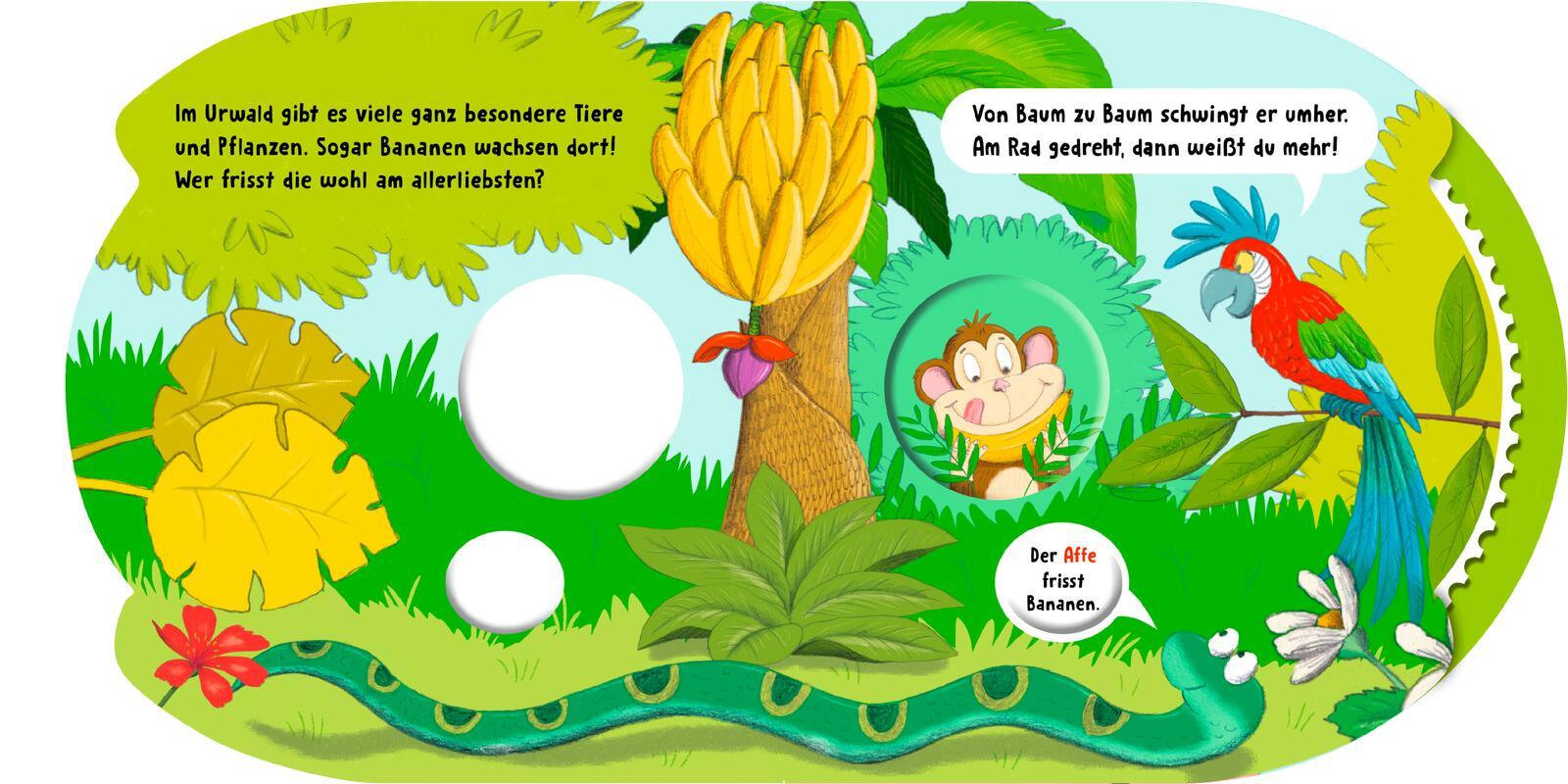 Beispielinhalt (Bild) Dreh das Rad und find´s heraus!: Welches Tier frisst denn hier?