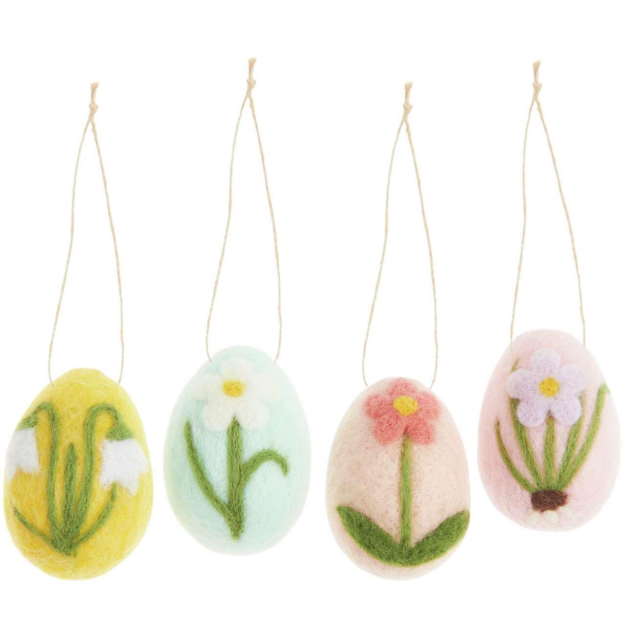 Vorderes Coverbild Aufhänger Filz-Osterei Blumendesign, 4 Stück, 6 x 4cm