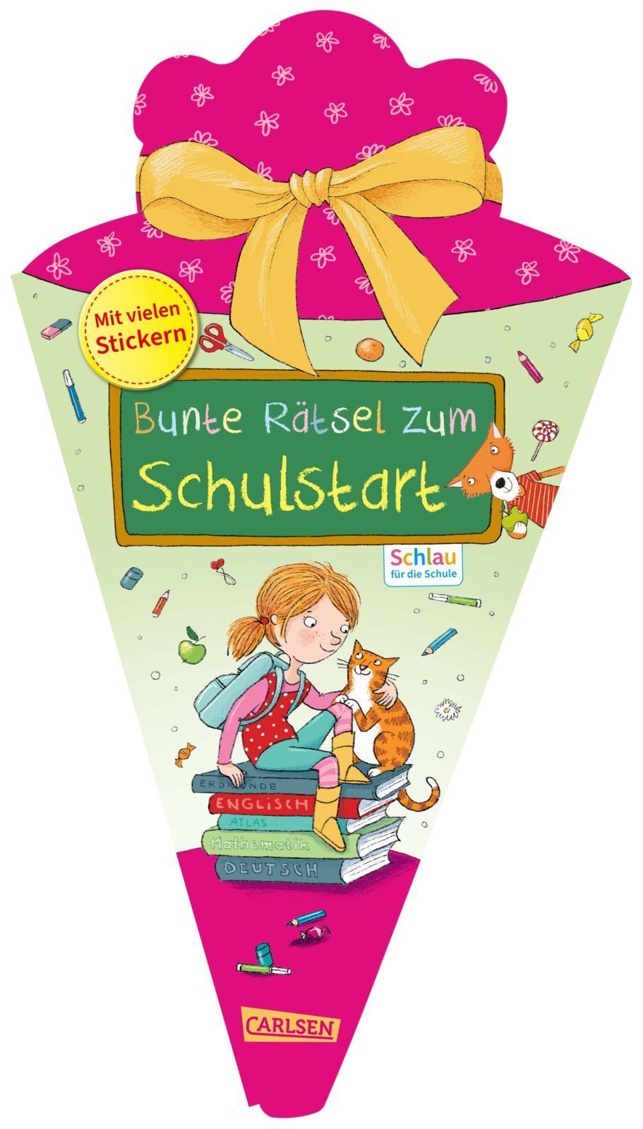 Vorderes Coverbild Schlau für die Schule: Bunte Rätsel zum Schulstart (Schultüte 2025 rosa)