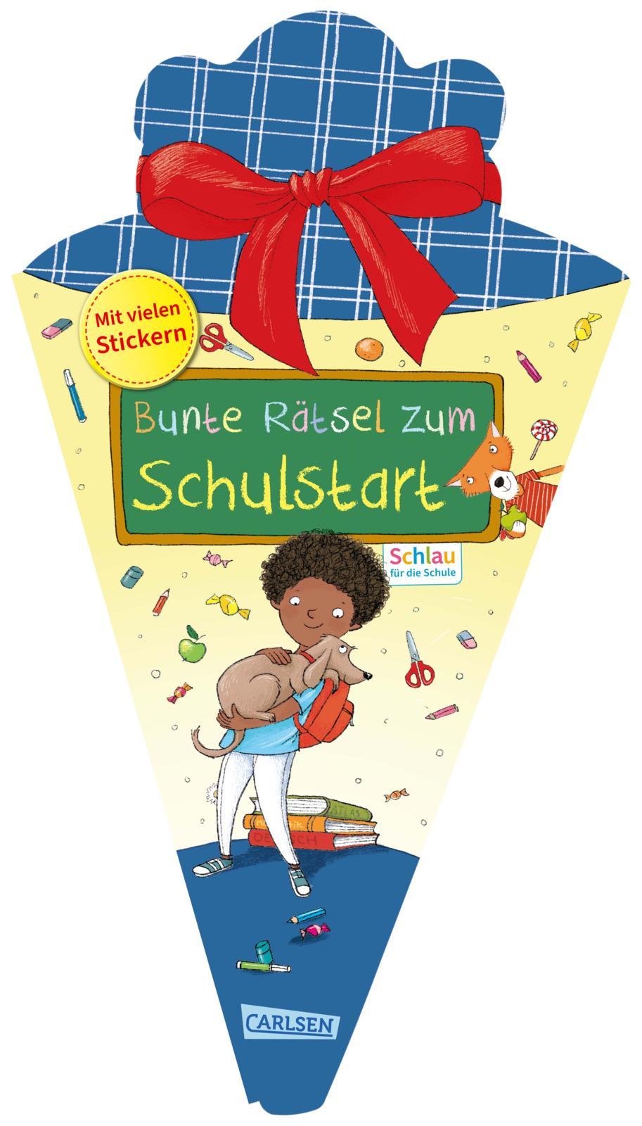 Vorderes Coverbild Schlau für die Schule: Bunte Rätsel zum Schulstart (Schultüte 2025 blau)