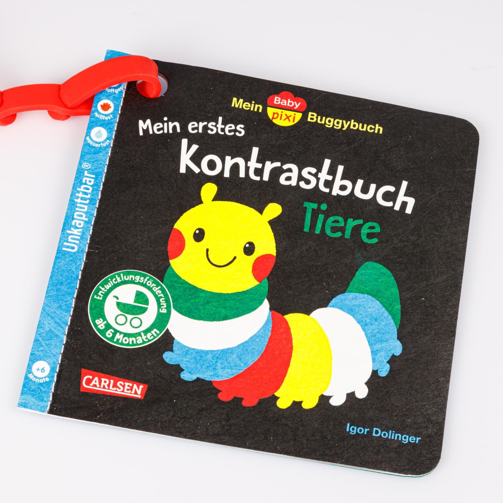 Beispielinhalt (Bild) Baby Pixi (unkaputtbar) 163: Mein Baby-Pixi-Buggybuch: Mein erstes Kontrastbuch Tiere ab 6 Monaten