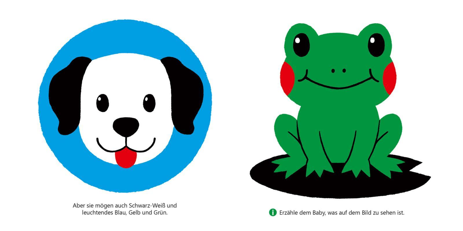 Beispielinhalt (Bild) Baby Pixi (unkaputtbar) 163: Mein Baby-Pixi-Buggybuch: Mein erstes Kontrastbuch Tiere ab 6 Monaten