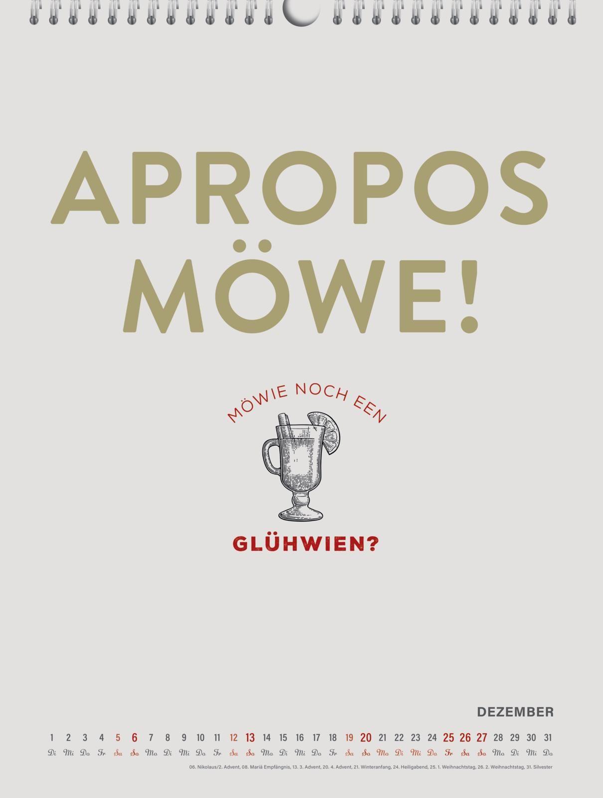 Beispielinhalt (Bild) MOIN Wandkalender 2026 - Watt mutt, dat mutt