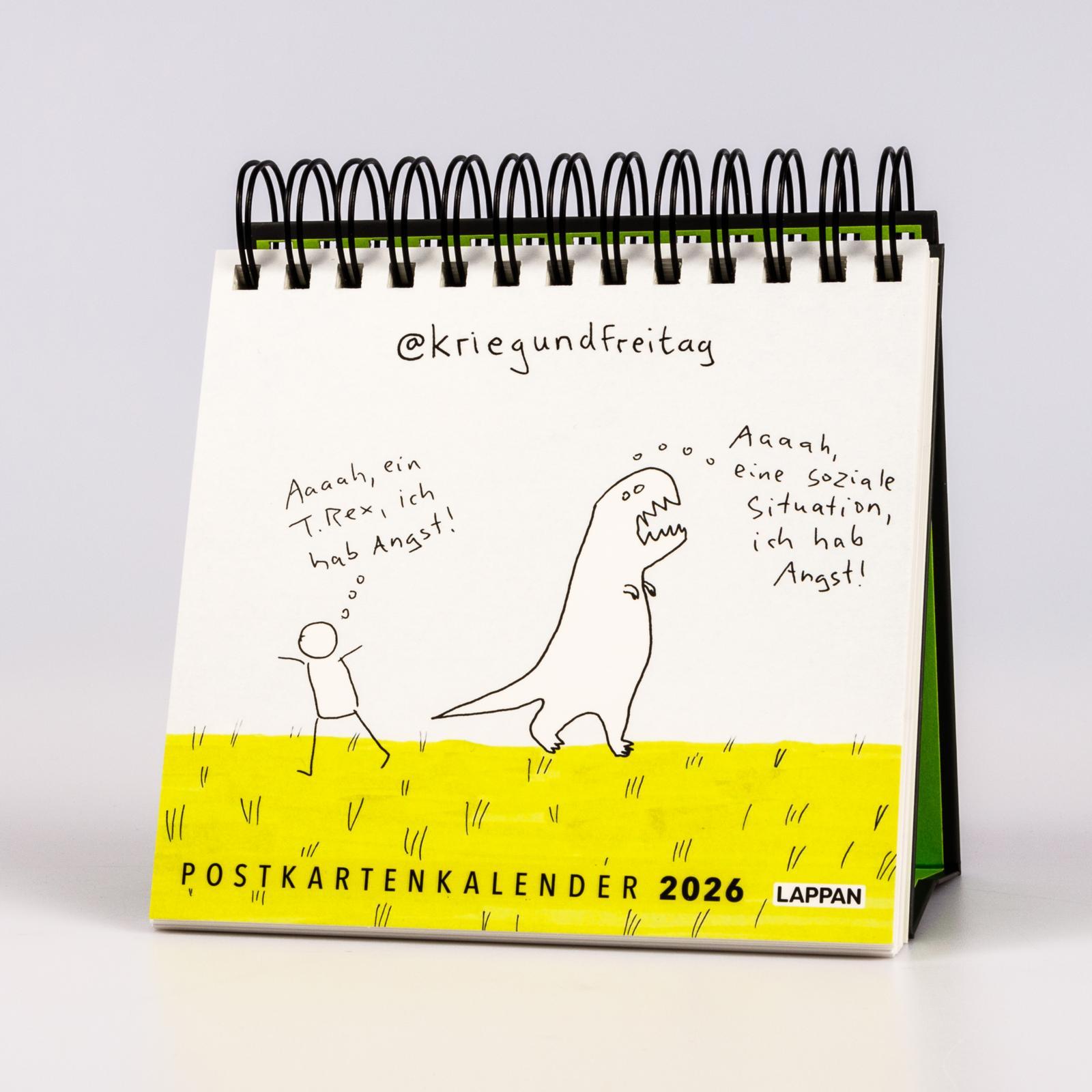 Beispielinhalt (Bild) kriegundfreitag: Postkartenkalender 2026