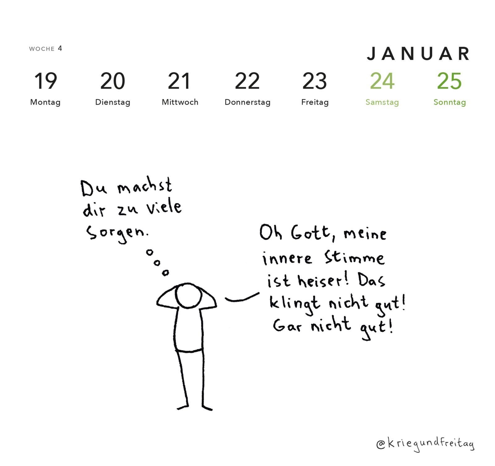 Beispielinhalt (Bild) kriegundfreitag: Postkartenkalender 2026