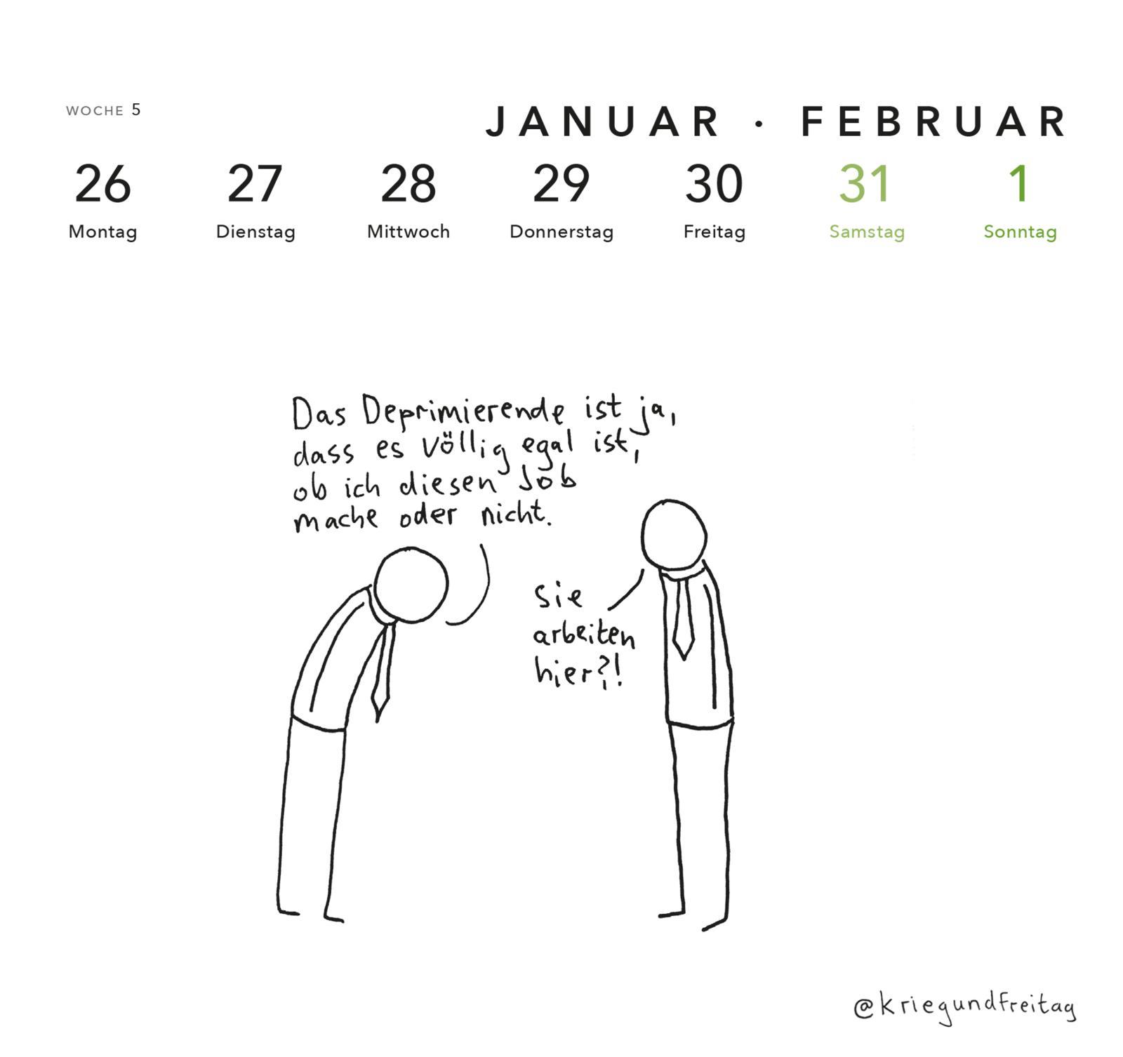 Beispielinhalt (Bild) kriegundfreitag: Postkartenkalender 2026