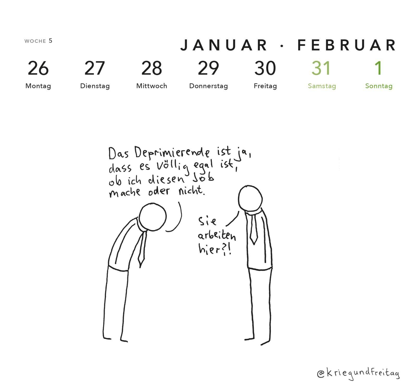 Beispielinhalt (Bild) kriegundfreitag: Postkartenkalender 2026