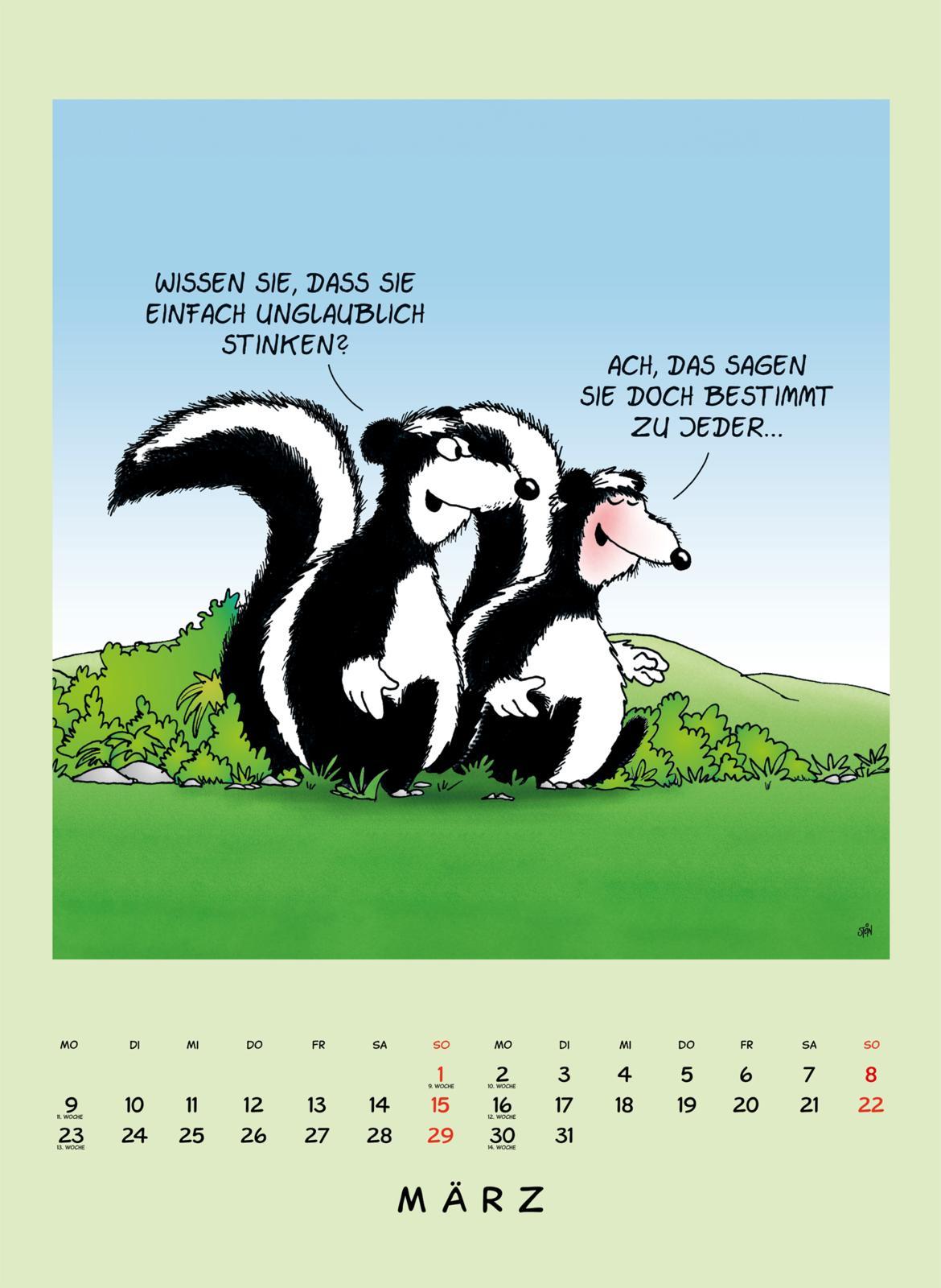 Beispielinhalt (Bild) Uli Stein Tierisch großer Kalender 2026: Monatskalender für die Wand im Großformat