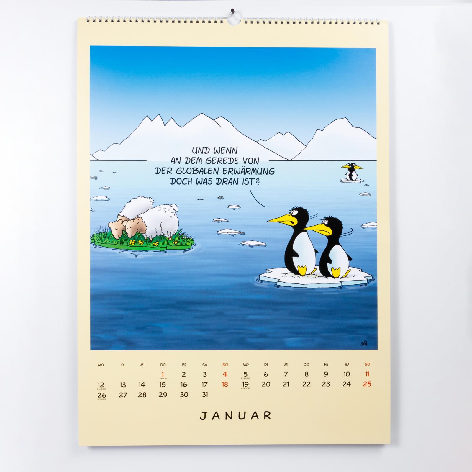 Beispielinhalt (Bild) Uli Stein Tierisch großer Kalender 2026: Monatskalender für die Wand im Großformat