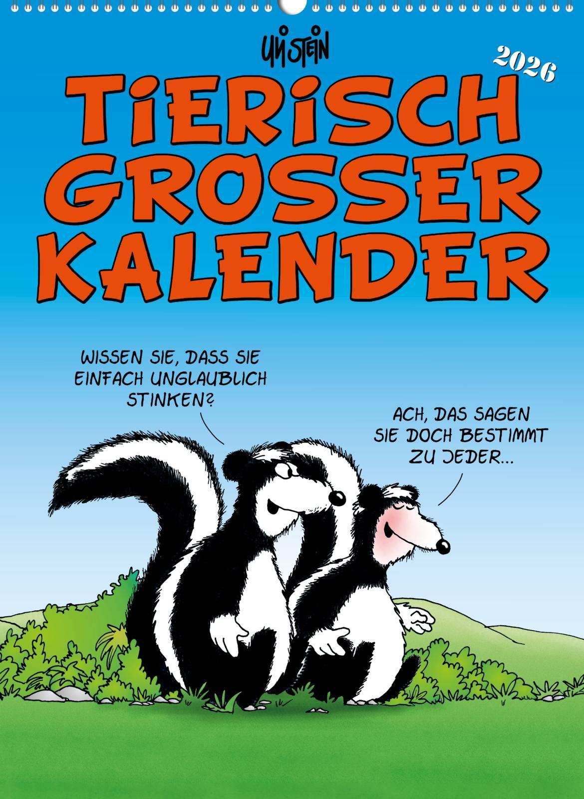 Vorderes Coverbild Uli Stein Tierisch großer Kalender 2026: Monatskalender für die Wand im Großformat