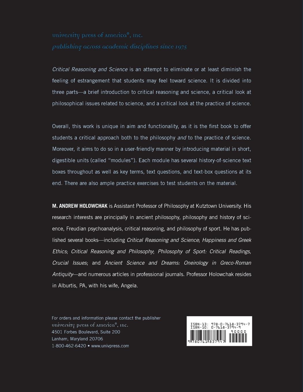 Rückseitencover Critical Reasoning and Science