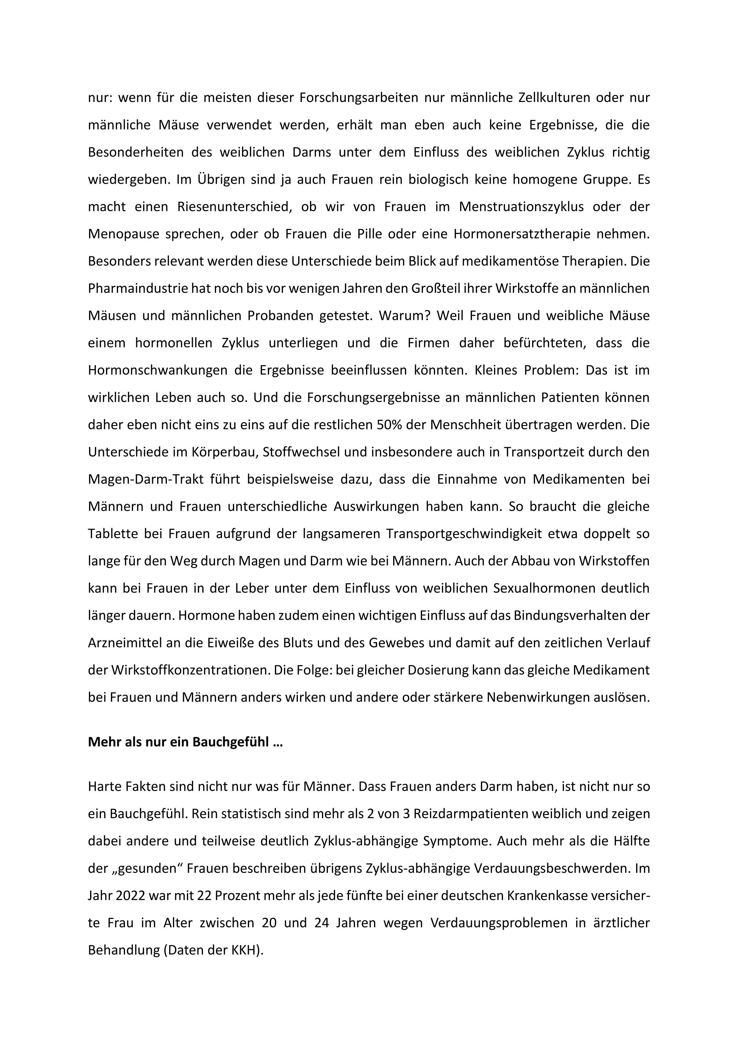 Beispielinhalt (Bild) Frauen haben anders Darm