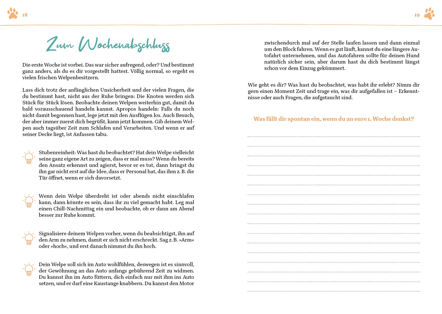 Beispielinhalt (Bild) Das erste Jahr mit deinem Welpen  - dein Wochenkalender