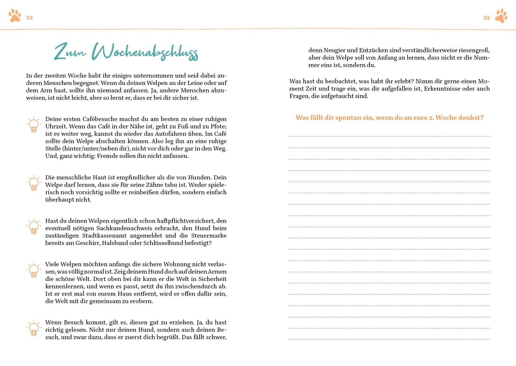 Beispielinhalt (Bild) Das erste Jahr mit deinem Welpen  - dein Wochenkalender