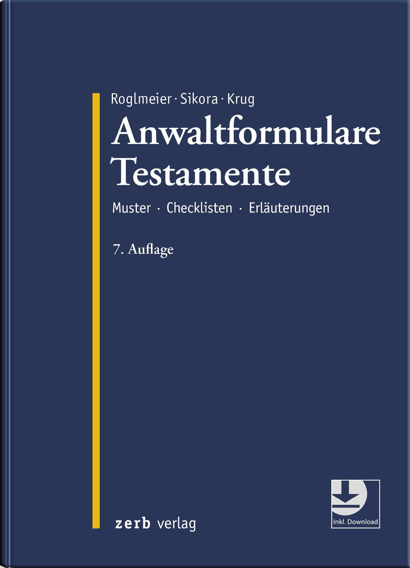 Vorderes Coverbild Anwaltformulare Testamente