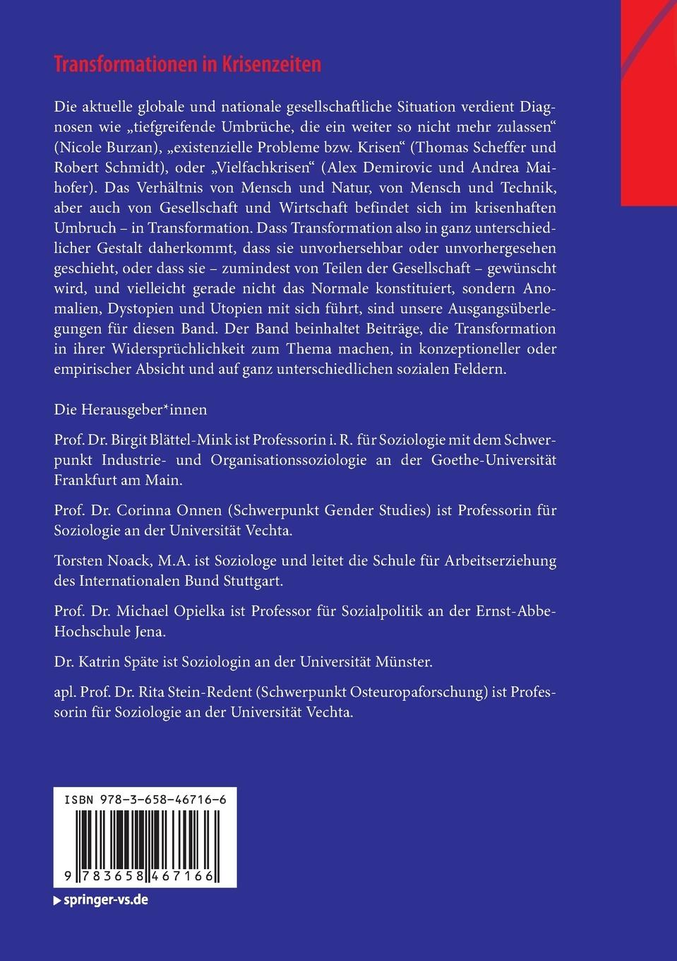 Rückseitencover Transformationen in Krisenzeiten