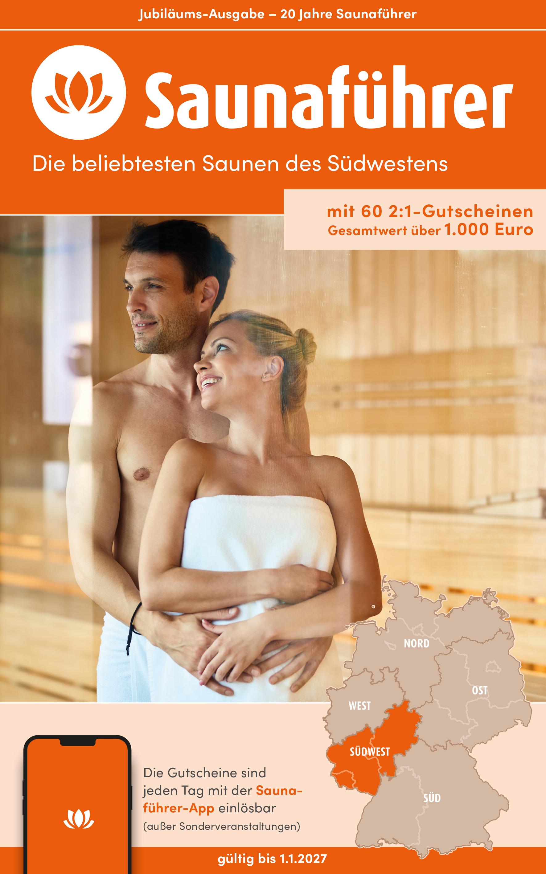 Vorderes Coverbild Südwesten Saunaführer - Die 60 beliebtesten Saunen für den Südwesten