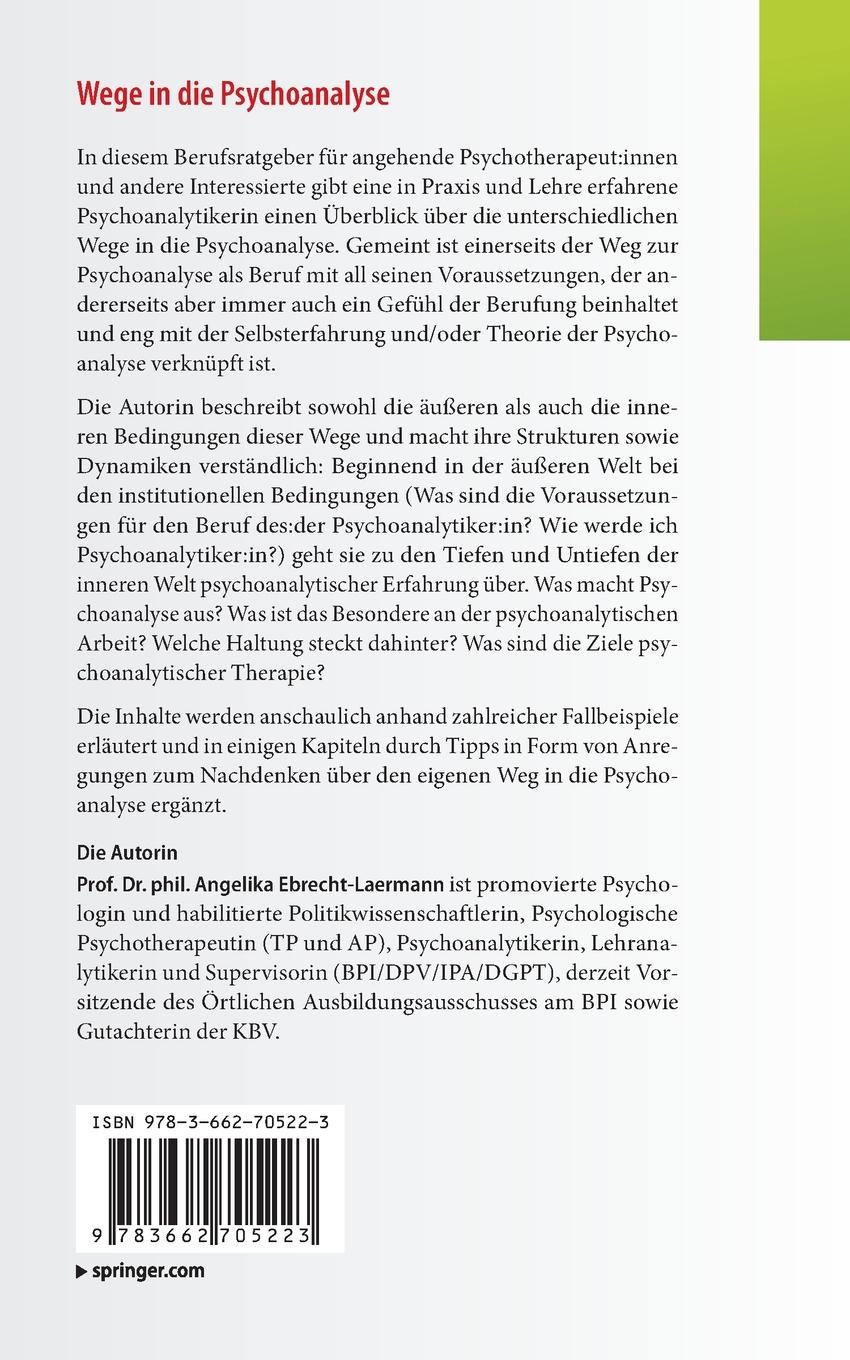 Rückseitencover Wege in die Psychoanalyse