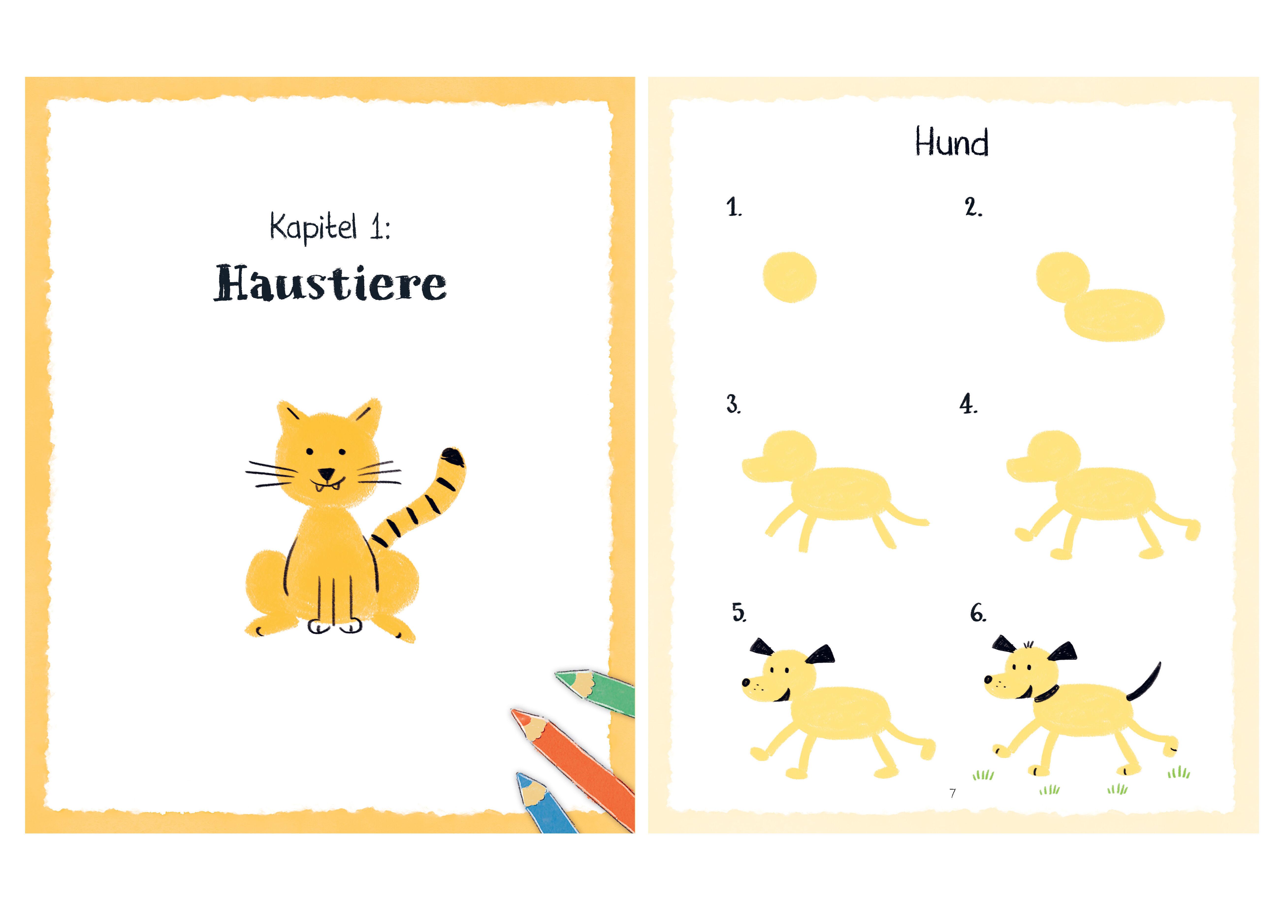 Beispielinhalt (Bild) Meine erste Mal- und Zeichenschule - Tiere. Ab 4 Jahren