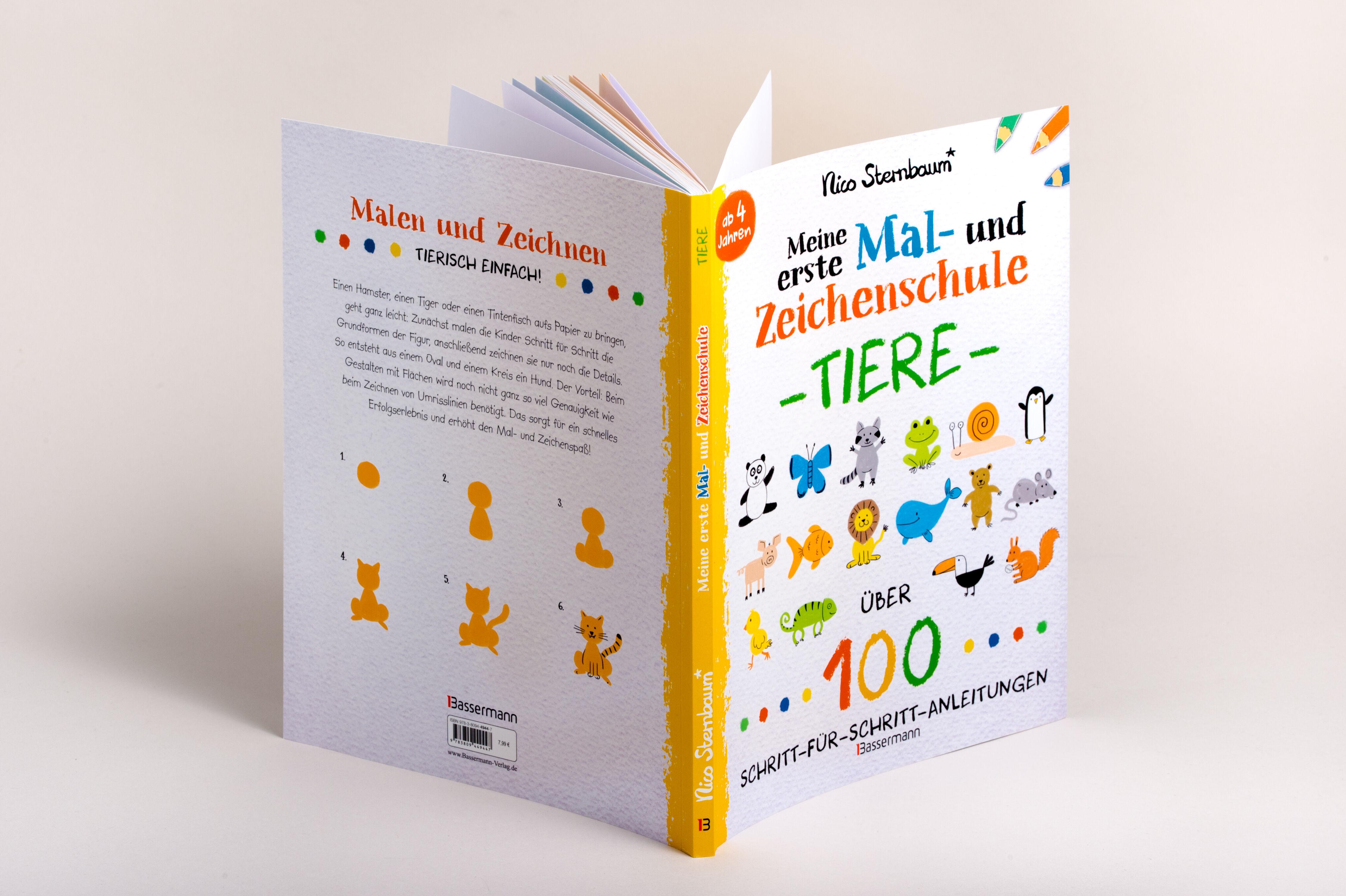 Beispielinhalt (Bild) Meine erste Mal- und Zeichenschule - Tiere. Ab 4 Jahren
