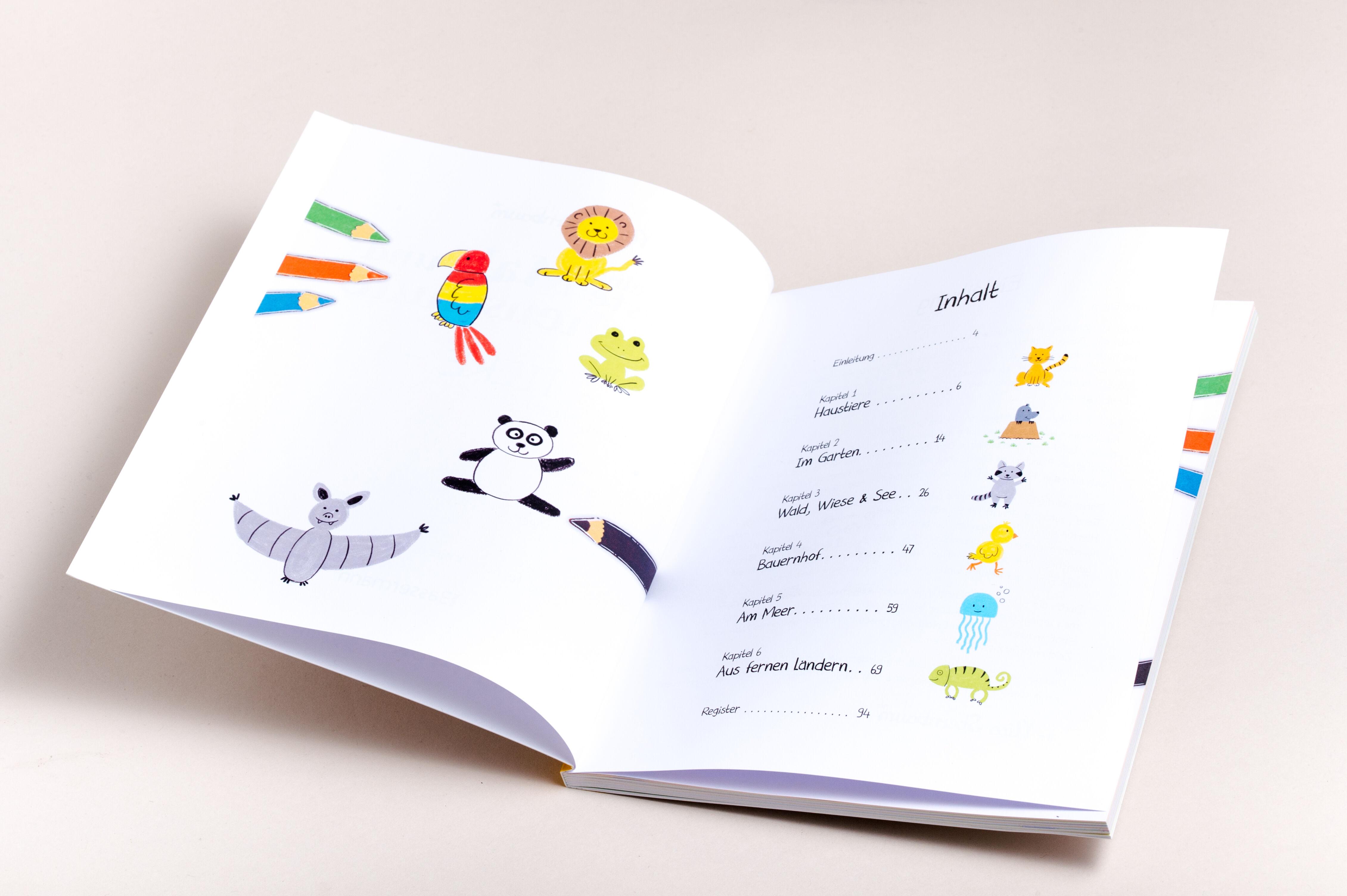 Beispielinhalt (Bild) Meine erste Mal- und Zeichenschule - Tiere. Ab 4 Jahren