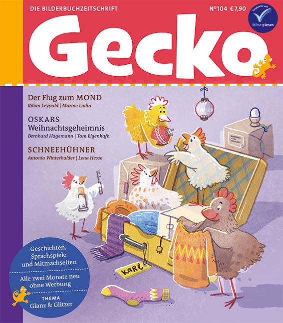 Vorderes Coverbild Gecko Kinderzeitschrift Band 104