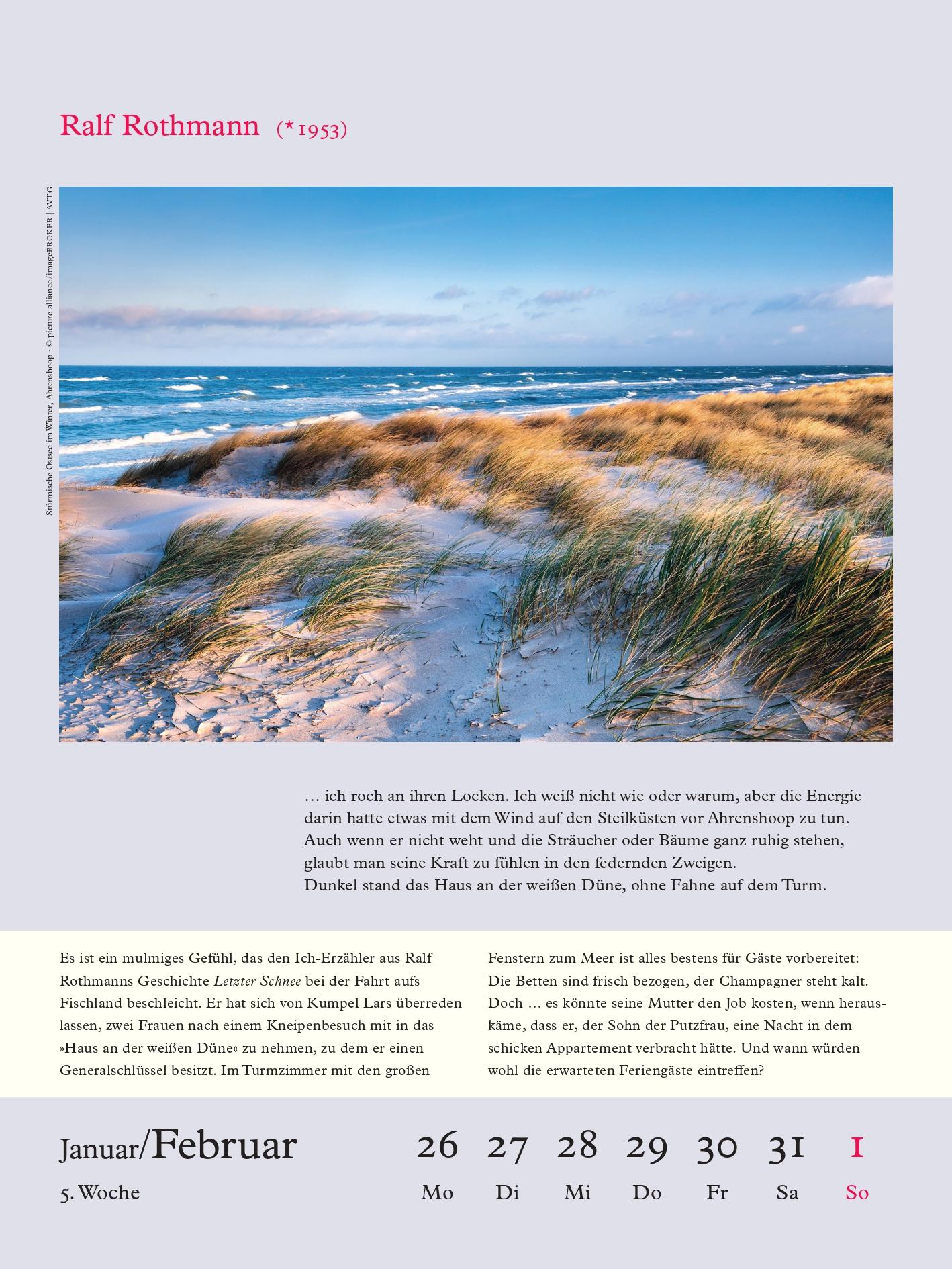Beispielinhalt (Bild) Literarische Ostsee Kalender 2026