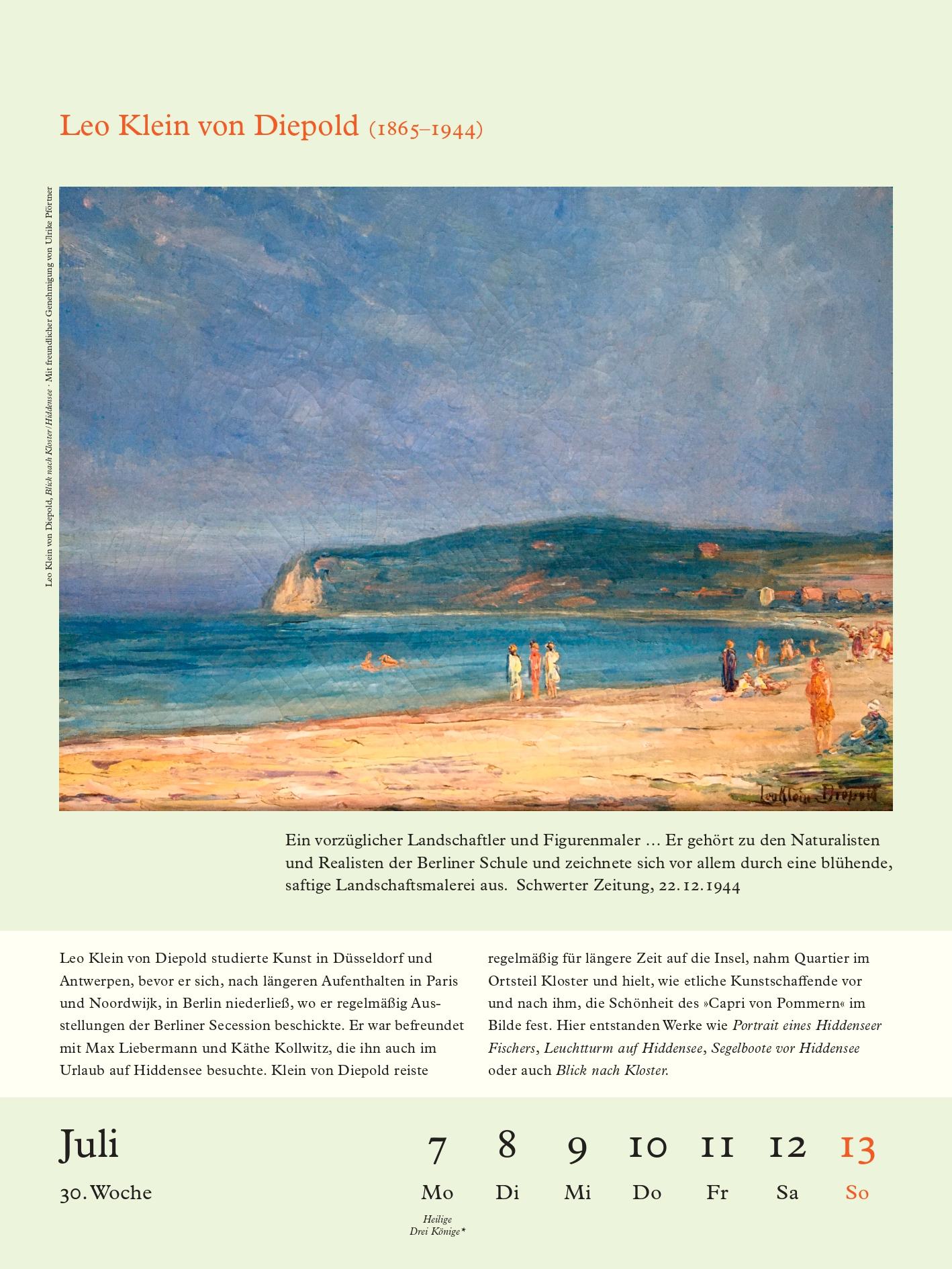 Beispielinhalt (Bild) Literarische Ostsee Kalender 2026