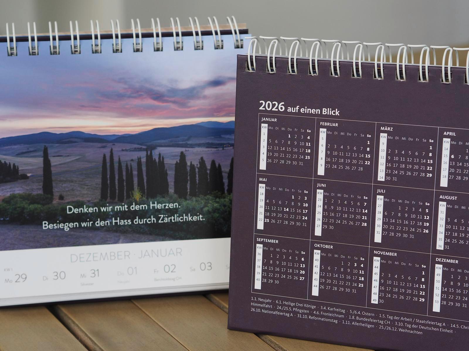 Beispielinhalt (Bild) Wochenkalender 2026: Mit dem Herzen denken