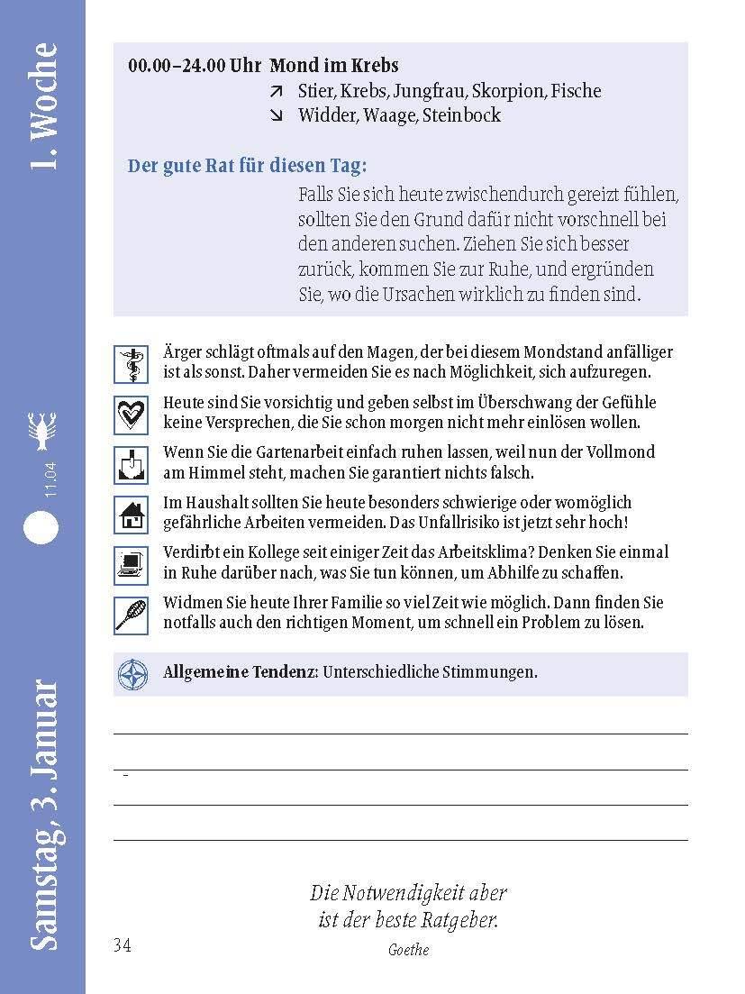 Beispielinhalt (Bild) Mondkalender für jeden Tag 2026