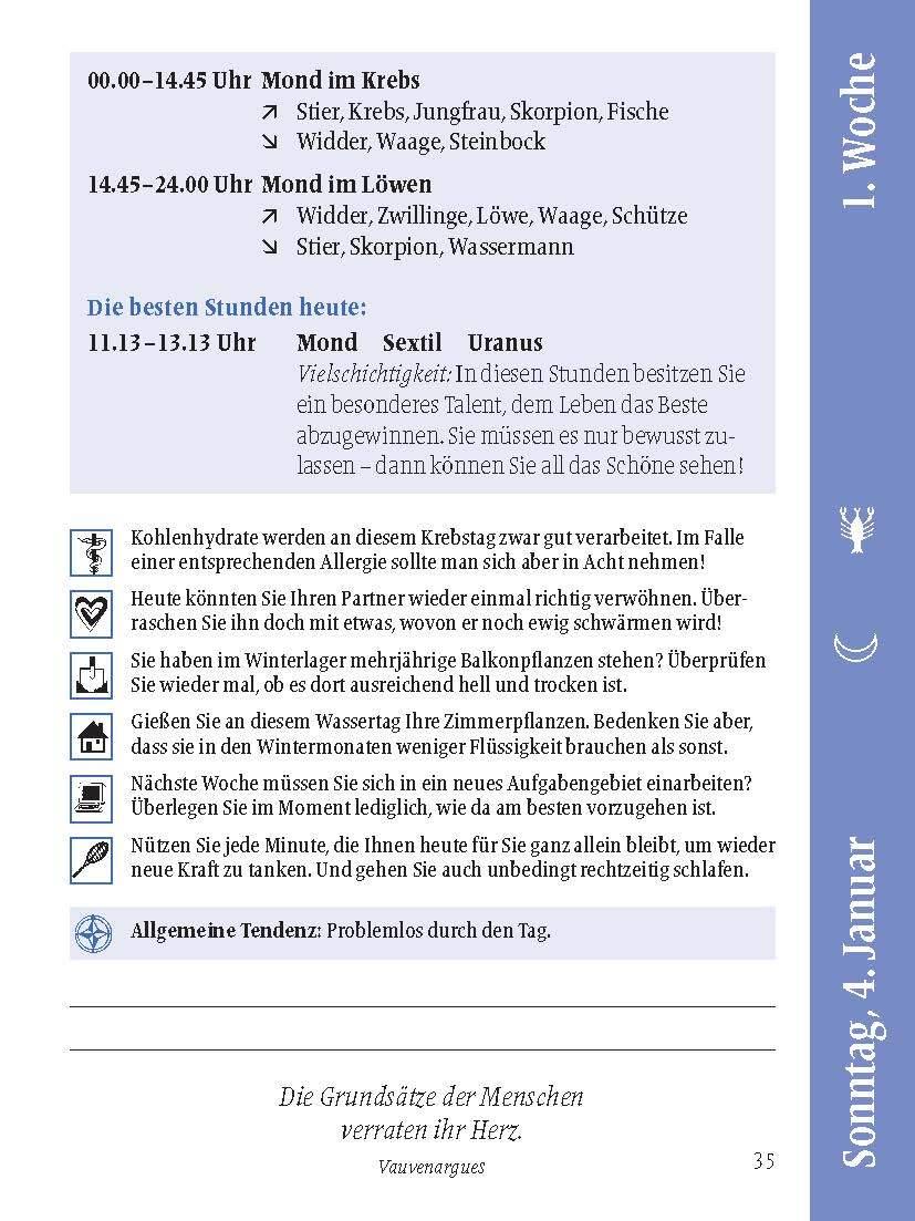 Beispielinhalt (Bild) Mondkalender für jeden Tag 2026