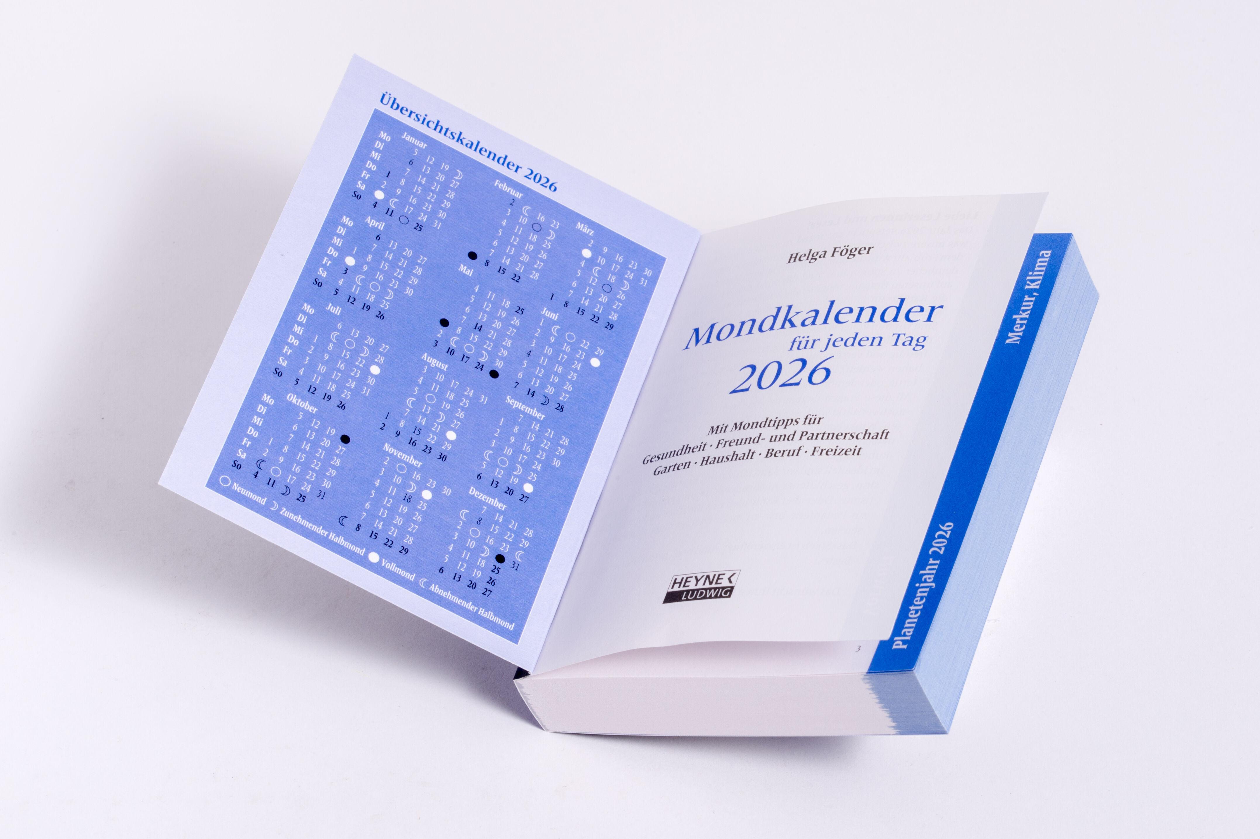 Beispielinhalt (Bild) Mondkalender für jeden Tag 2026