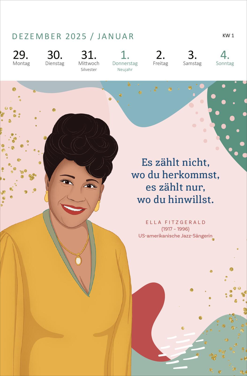 Beispielinhalt (Bild) Wochenkalender Kluge Frauen, die die Welt und uns inspirieren 2026