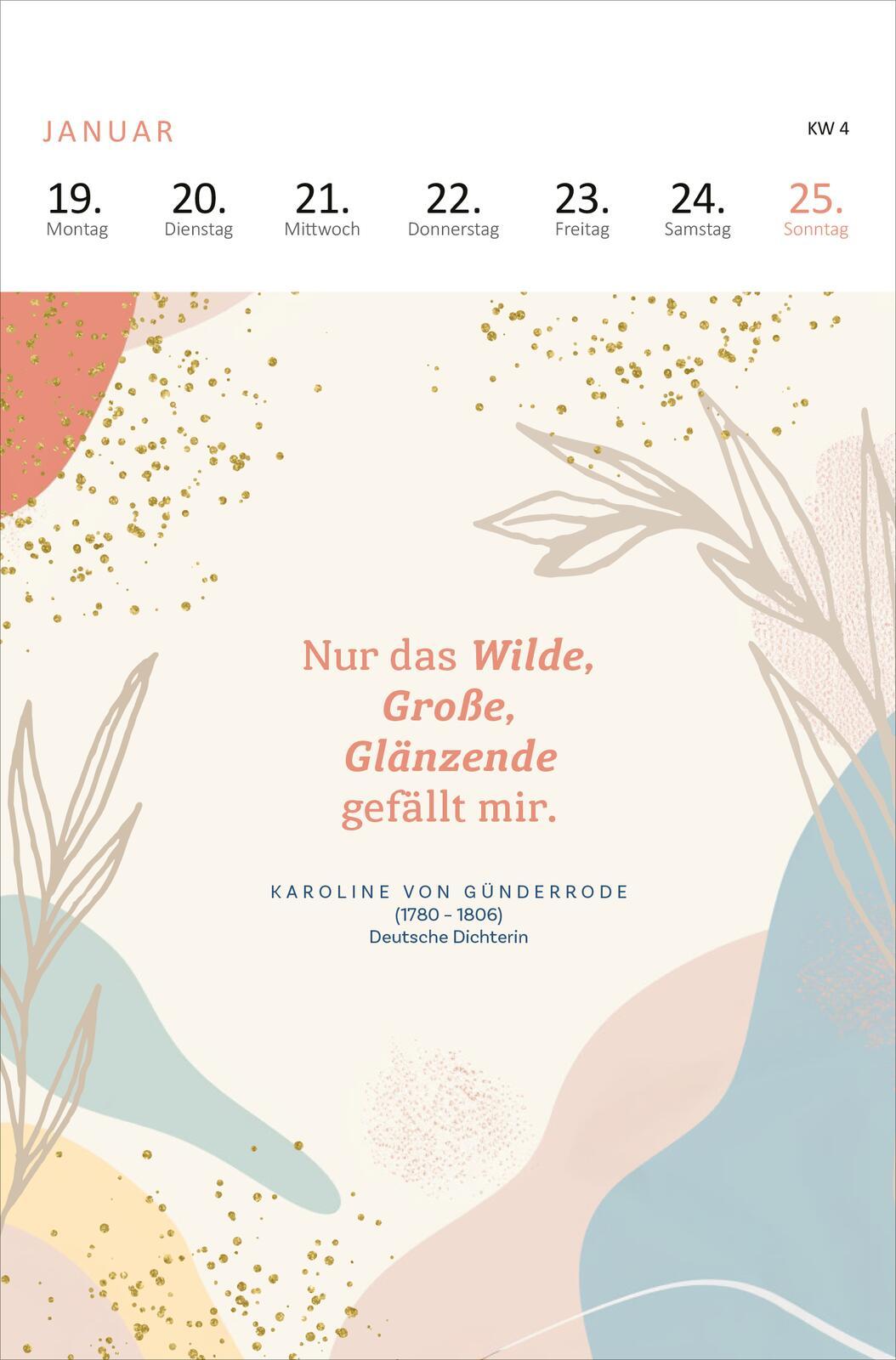 Beispielinhalt (Bild) Wochenkalender Kluge Frauen, die die Welt und uns inspirieren 2026