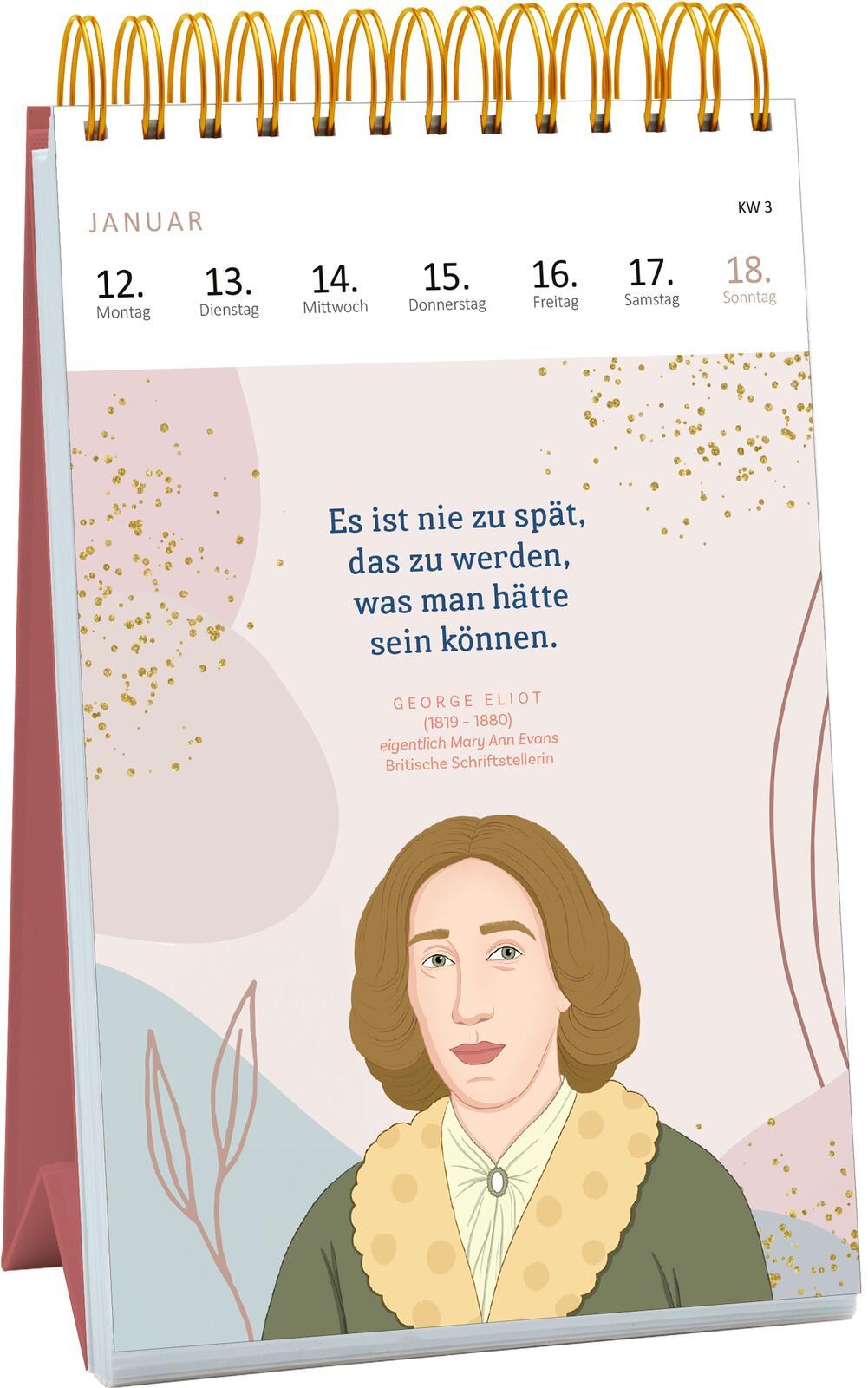 Beispielinhalt (Bild) Wochenkalender Kluge Frauen, die die Welt und uns inspirieren 2026
