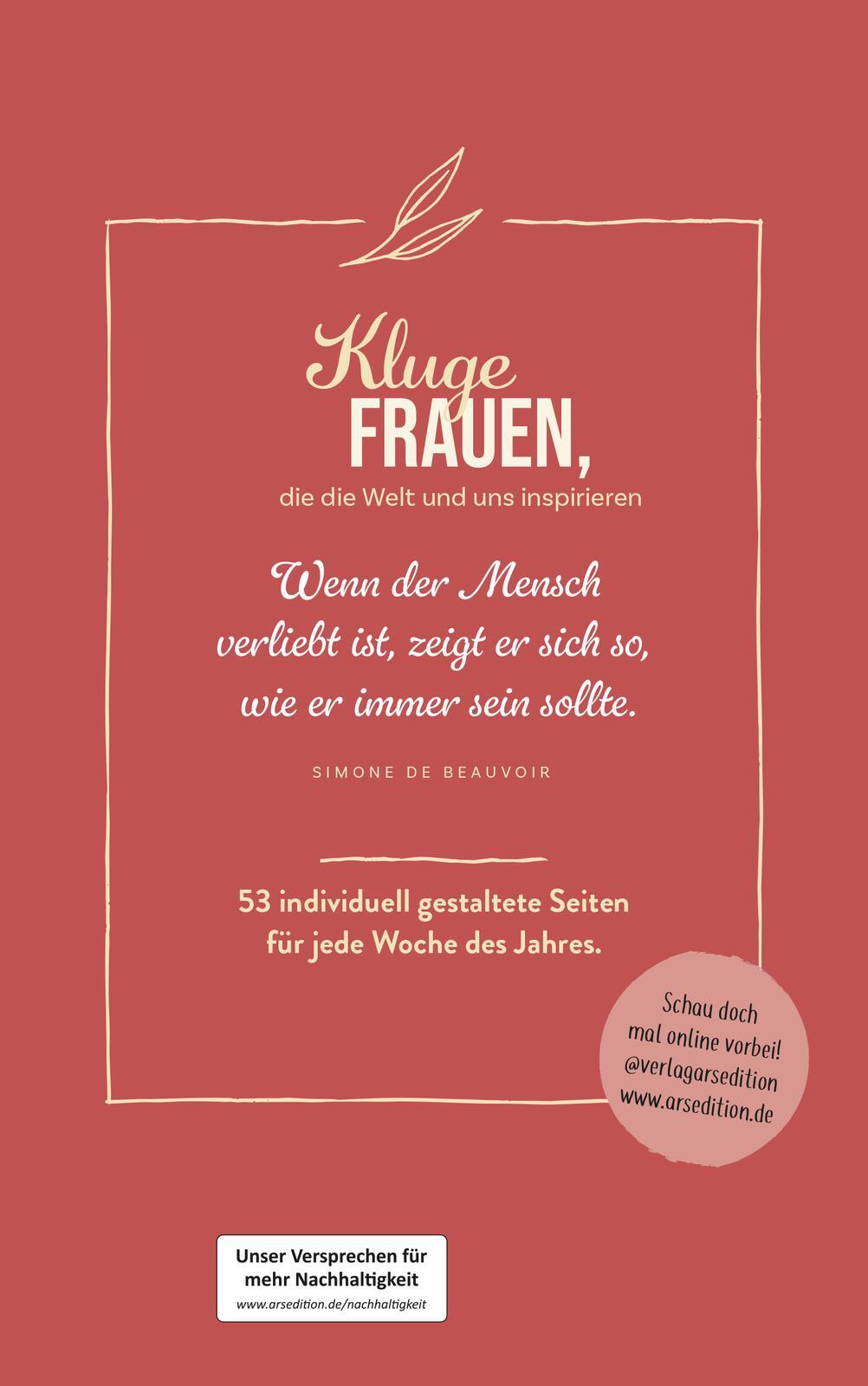 Rückseitencover Wochenkalender Kluge Frauen, die die Welt und uns inspirieren 2026