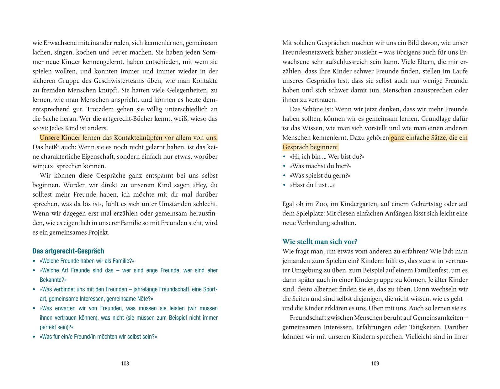 Beispielinhalt (Bild) Das artgerecht Gespräche-Buch: Zehn wirklich wichtige Gespräche, die Kinder und Eltern wachsen lassen