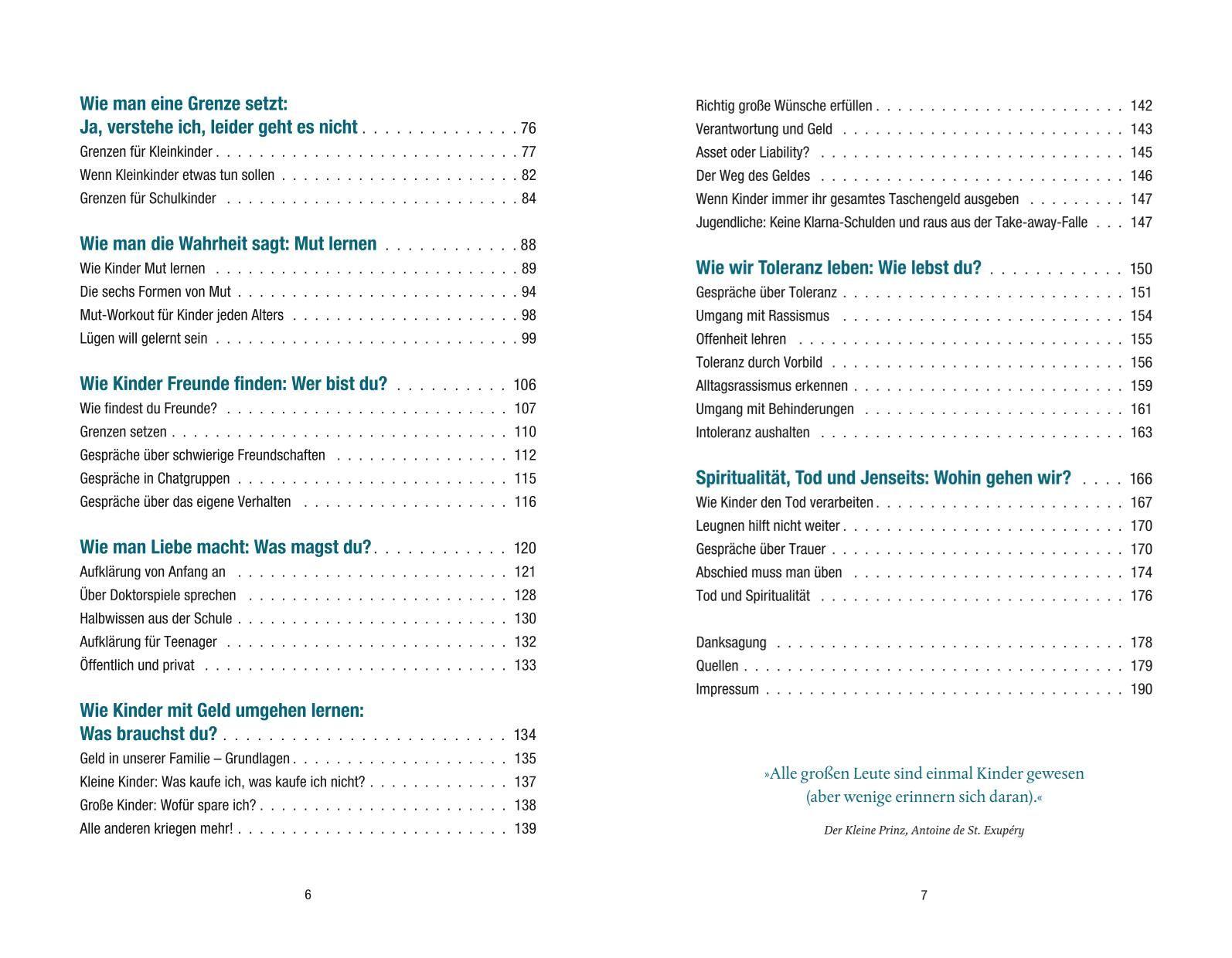 Beispielinhalt (Bild) Das artgerecht Gespräche-Buch: Zehn wirklich wichtige Gespräche, die Kinder und Eltern wachsen lassen