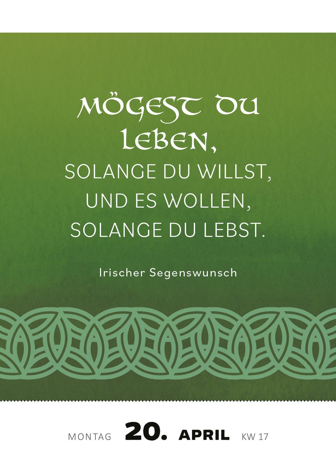 Beispielinhalt (Bild) Abreißkalender Irische Segenswünsche 2026