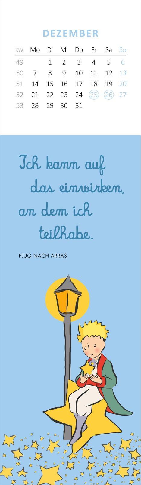 Beispielinhalt (Bild) Lesezeichenkalender Der Kleine Prinz. Man sieht nur mit dem Herzen gut 2026