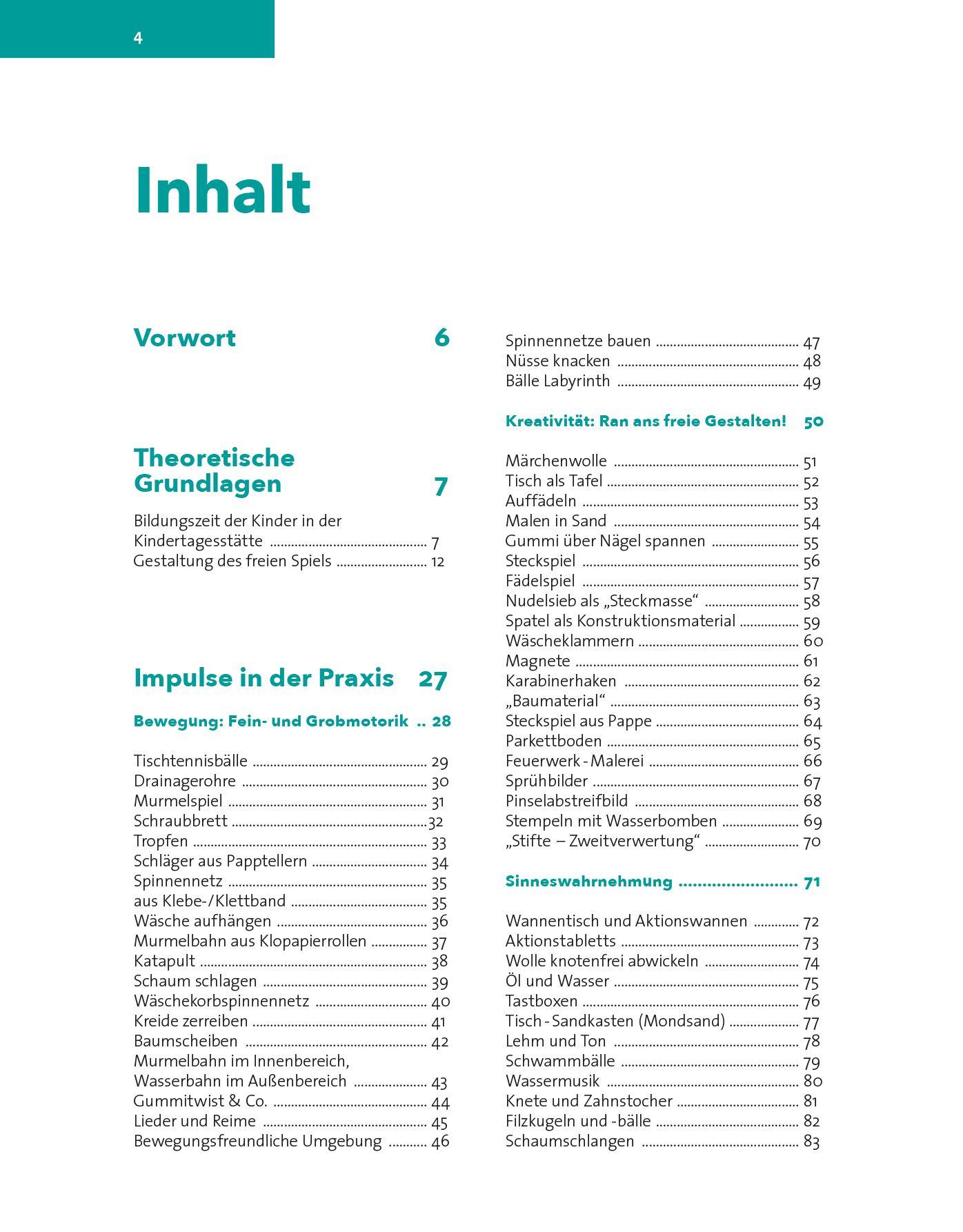 Beispielinhalt (Bild) Das Freispielbuch