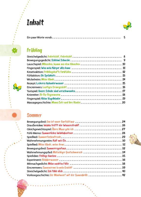 Beispielinhalt (Bild) Das Krippen-Jahreszeitenbuch: Mit allen Sinnen