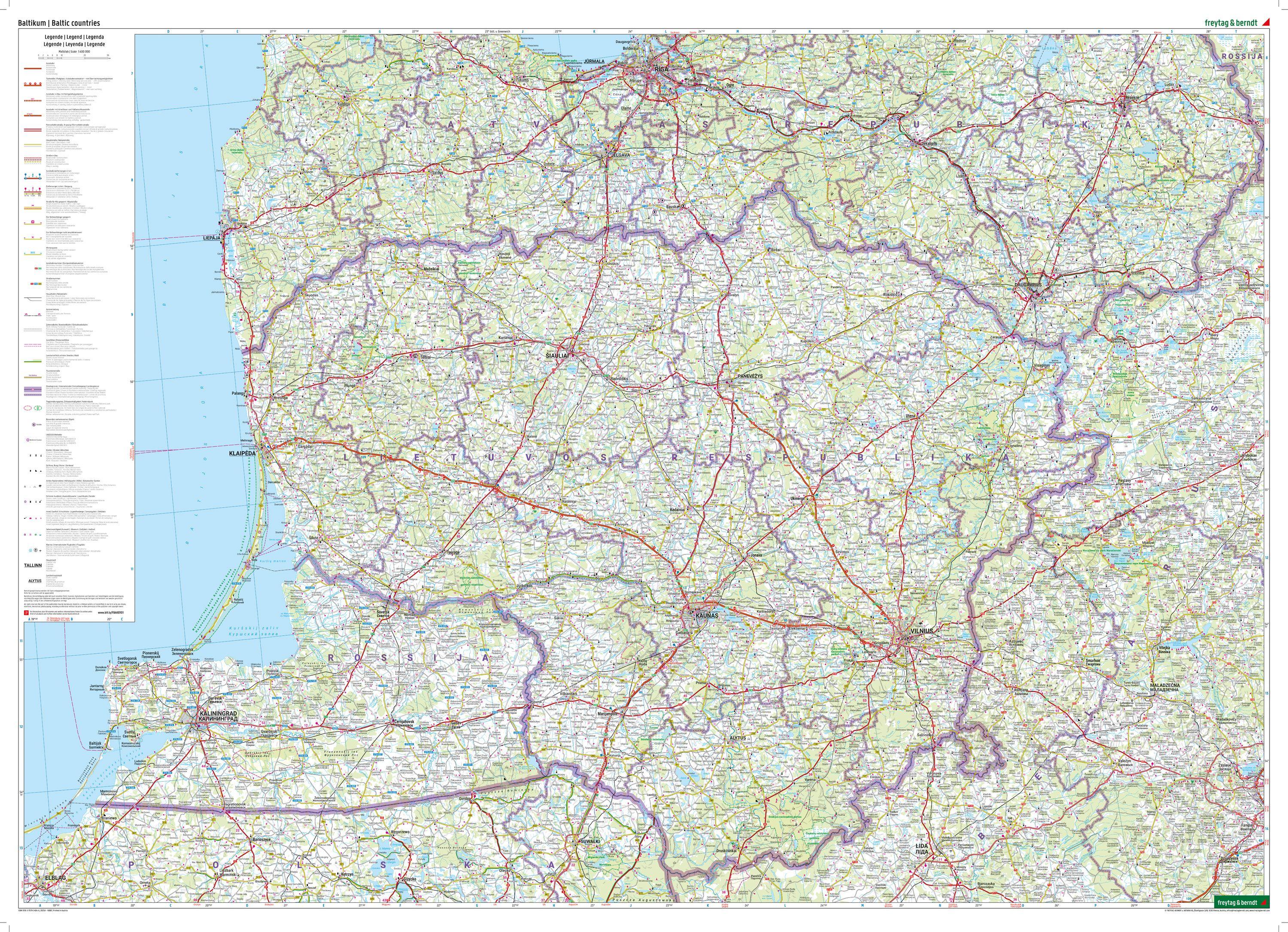 Beispielinhalt (Bild) freytag & berndt Straßenkarte Baltikum 1:400.000