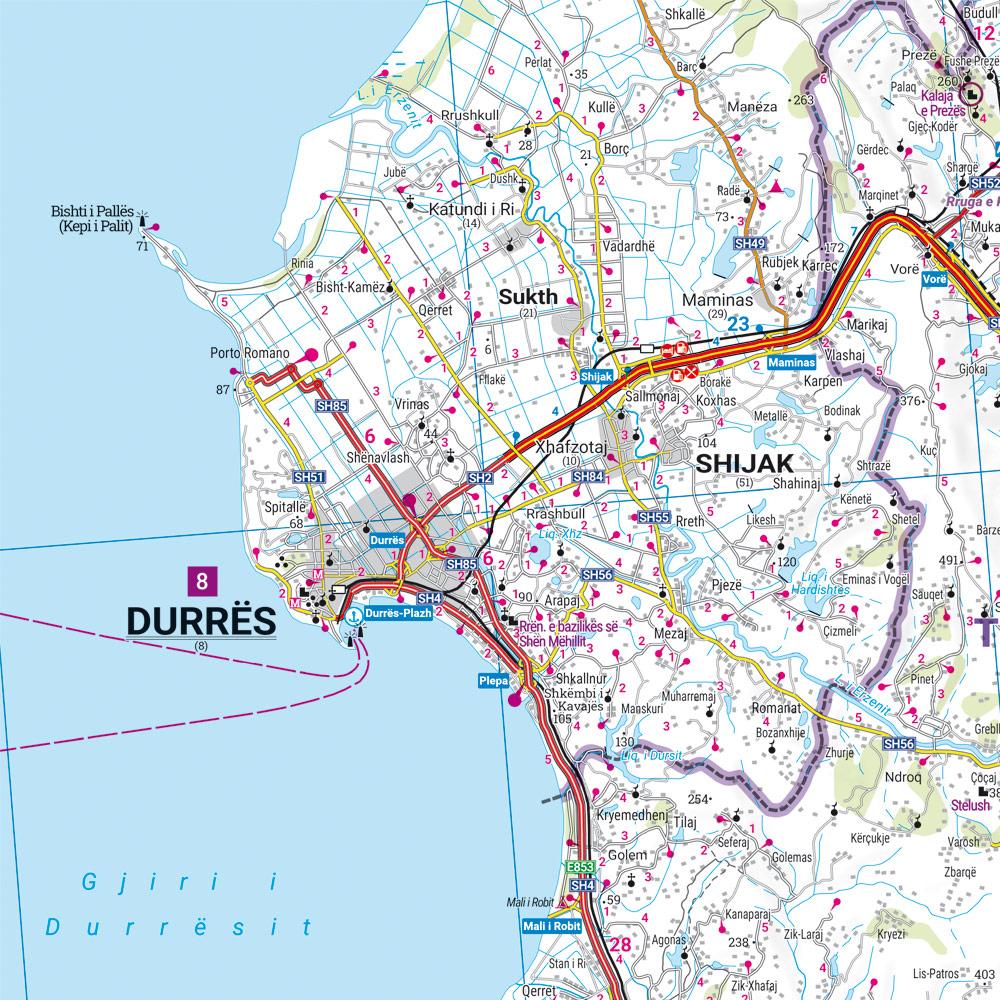 Beispielinhalt (Bild) Albanien, Straßen- und Freizeitkarte 1:150.000, freytag & berndt
